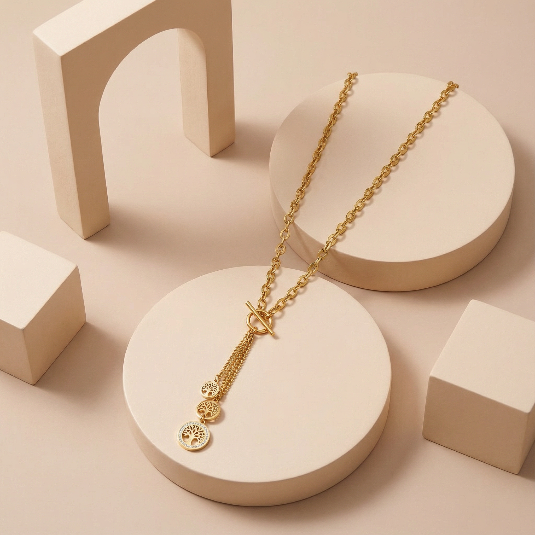 Golden Orbit Tassel 18 Carat Gold Finished PVD Coated Anti-Tarnish Necklace