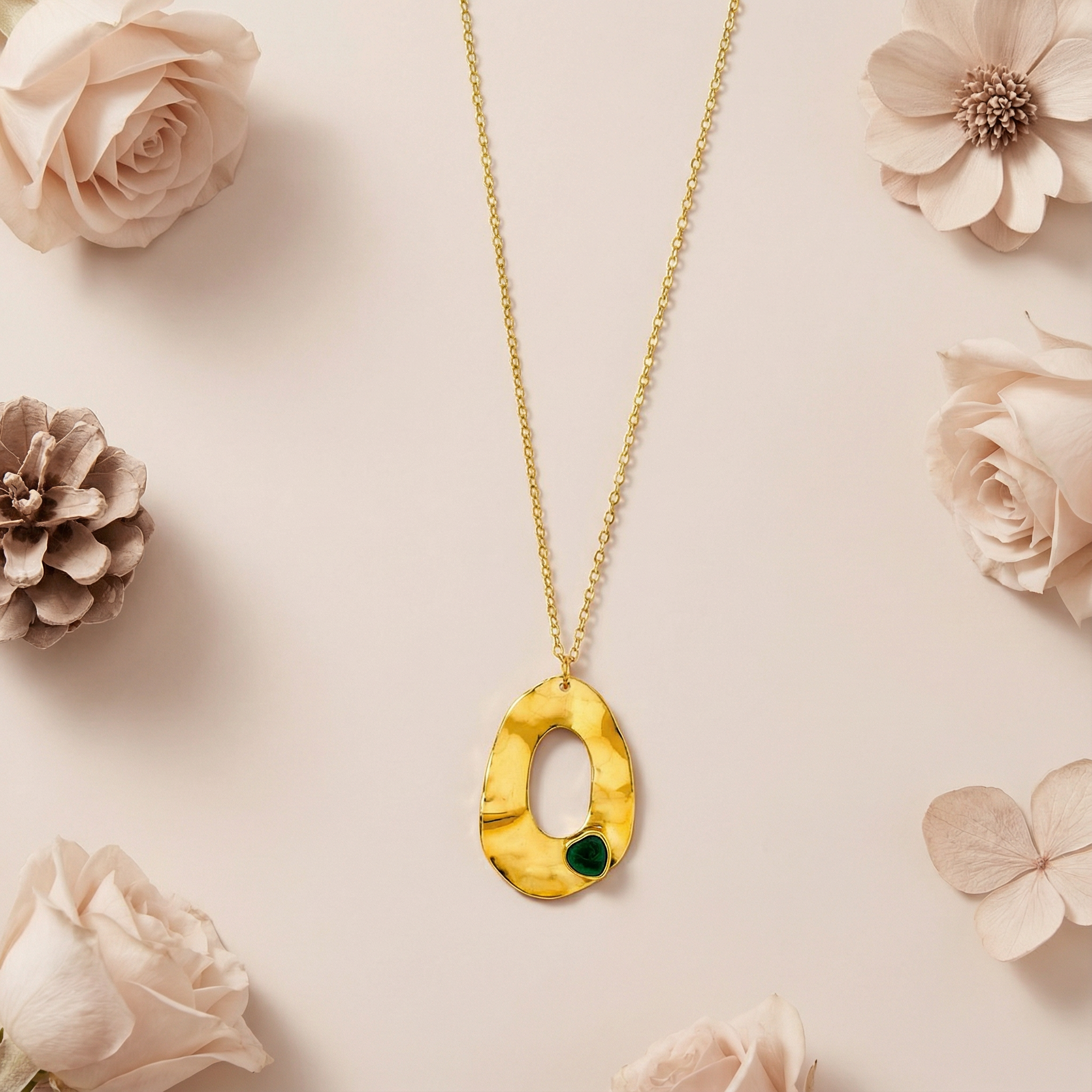 Emerald Aura 18 Carat Gold Finished PVD Coated Anti-Tarnish Necklace