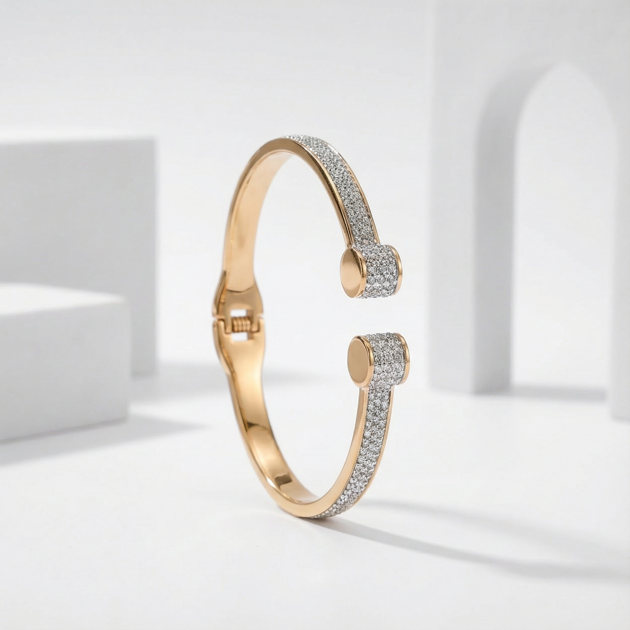 Twin Sparkle Cuff 18 Carat Gold Finished PVD Coated Anti-Tarnish Bracelet