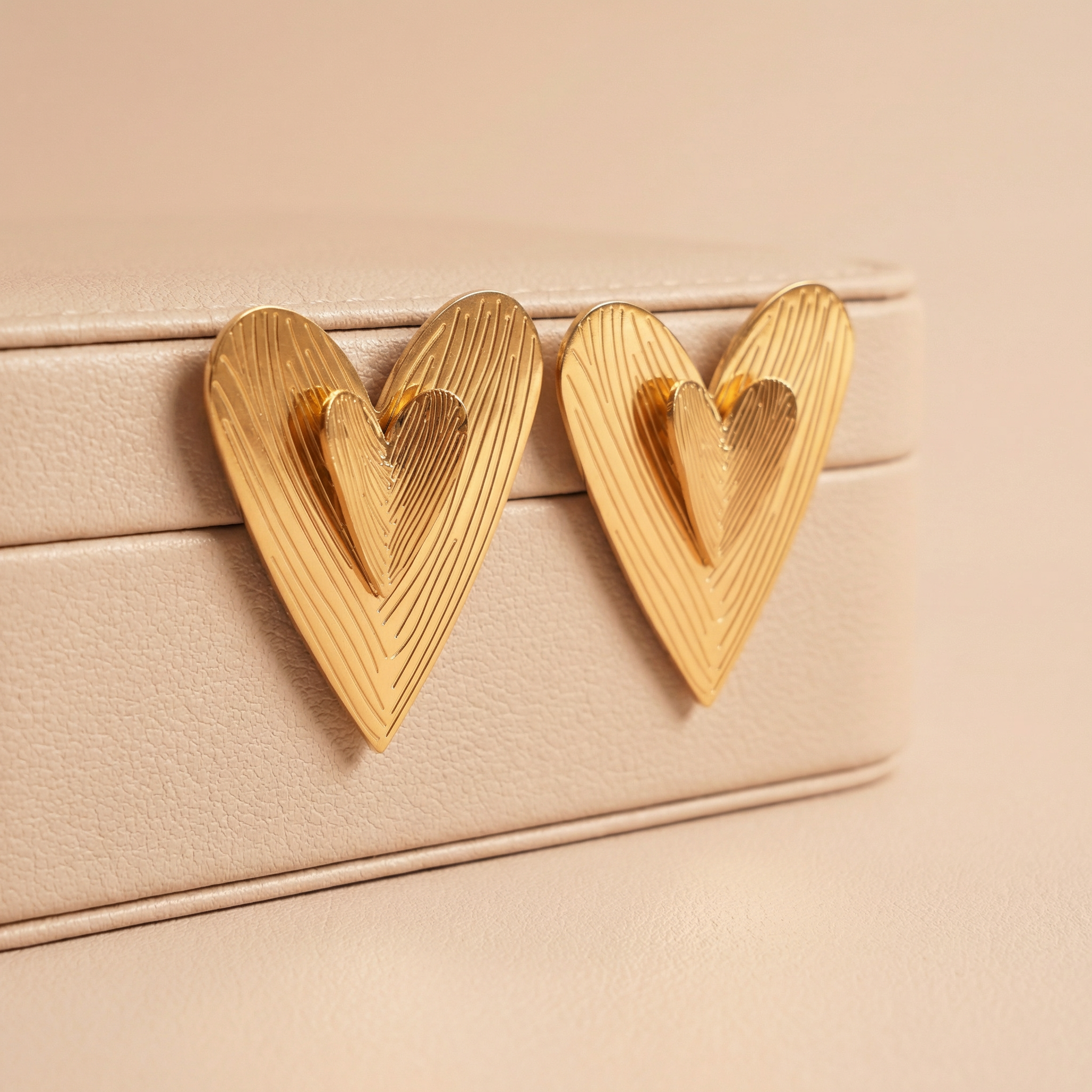 Radiant Love Heart 18 Carat Gold Finished PVD Coated Anti-Tarnish Earrings