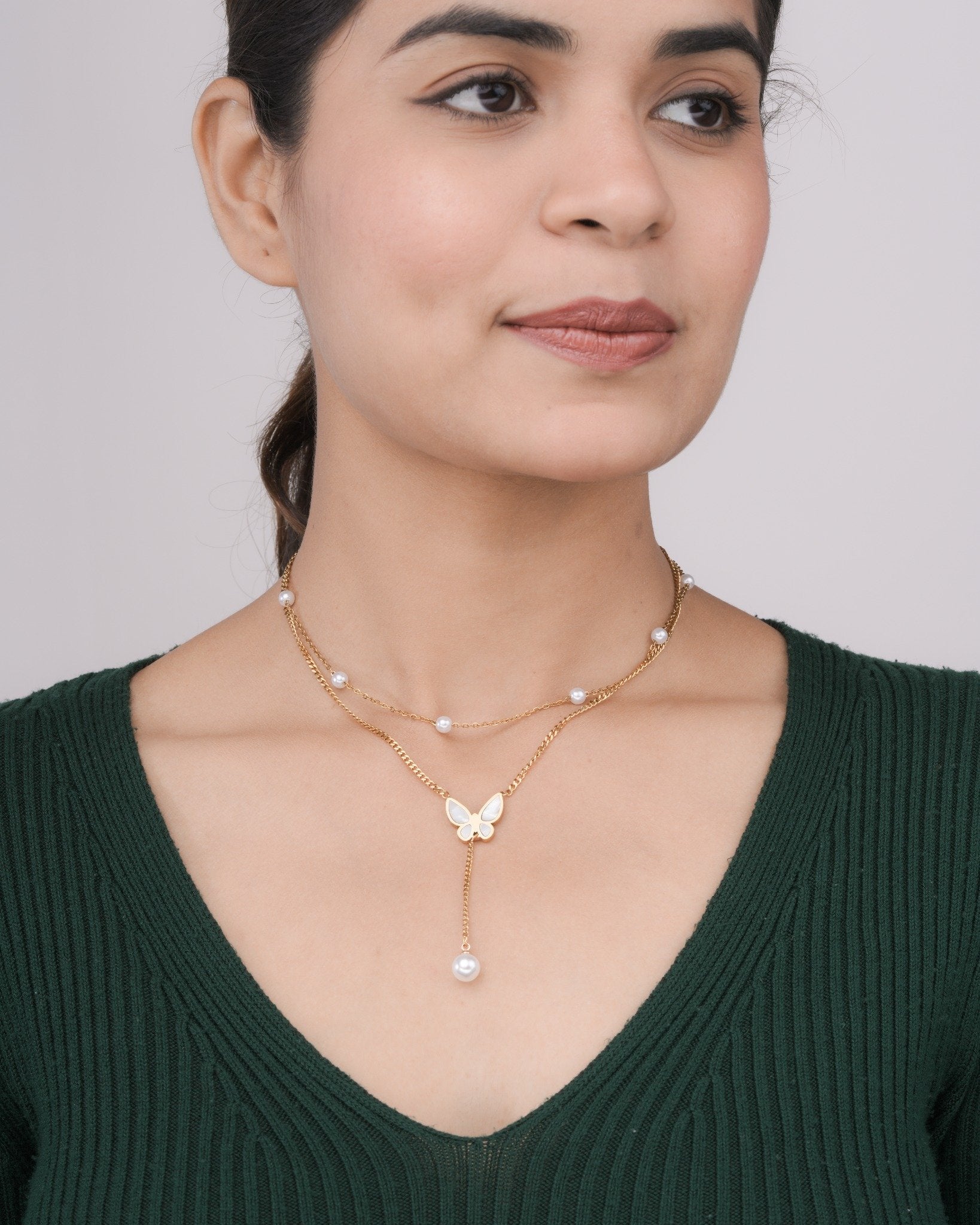 Pearlwing Butterfly 18 Carat Gold Finished PVD Coated Anti-Tarnish Necklace