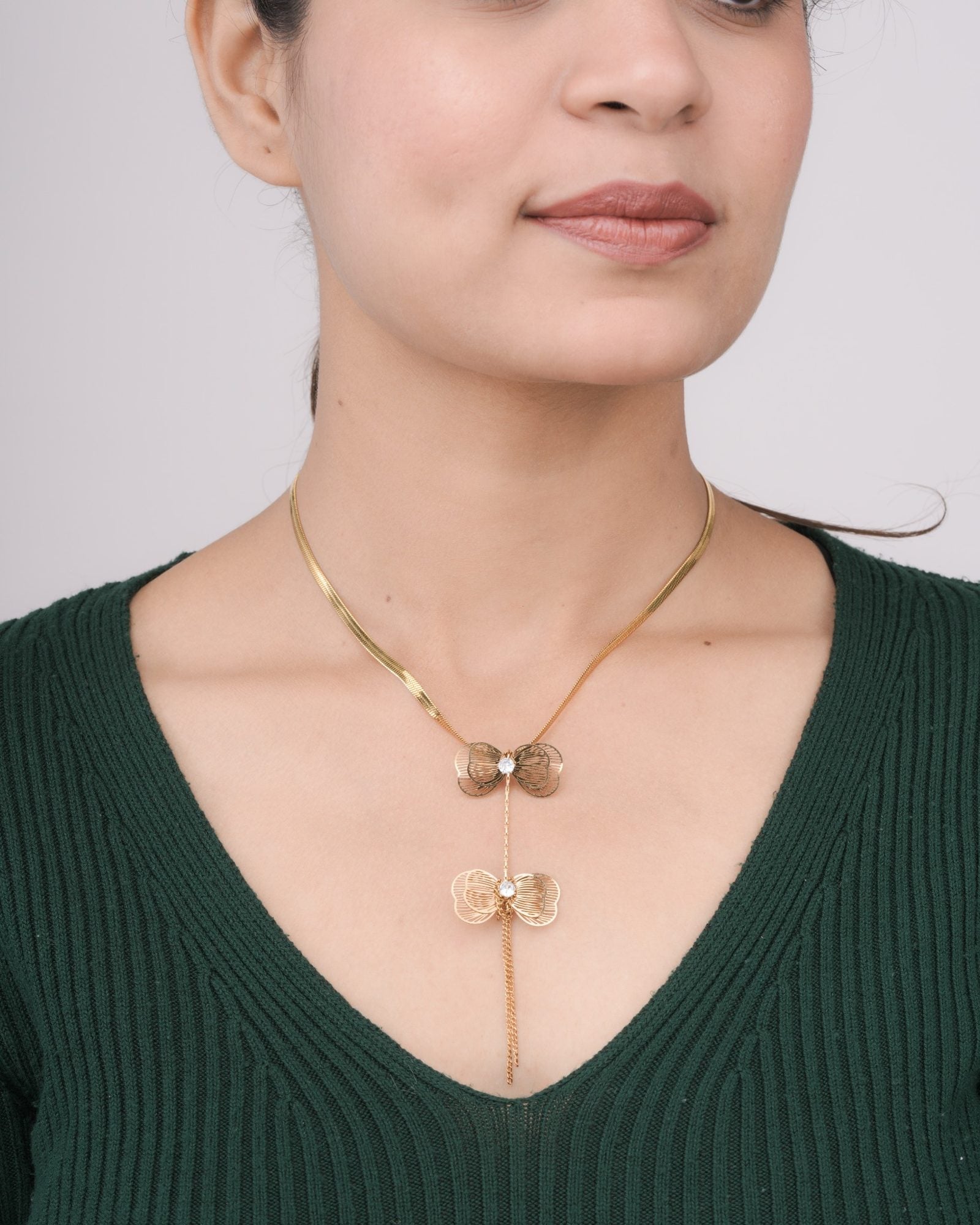 Velisse Bowfall 18 Carat Gold Finished PVD Coated Anti-Tarnish Necklace