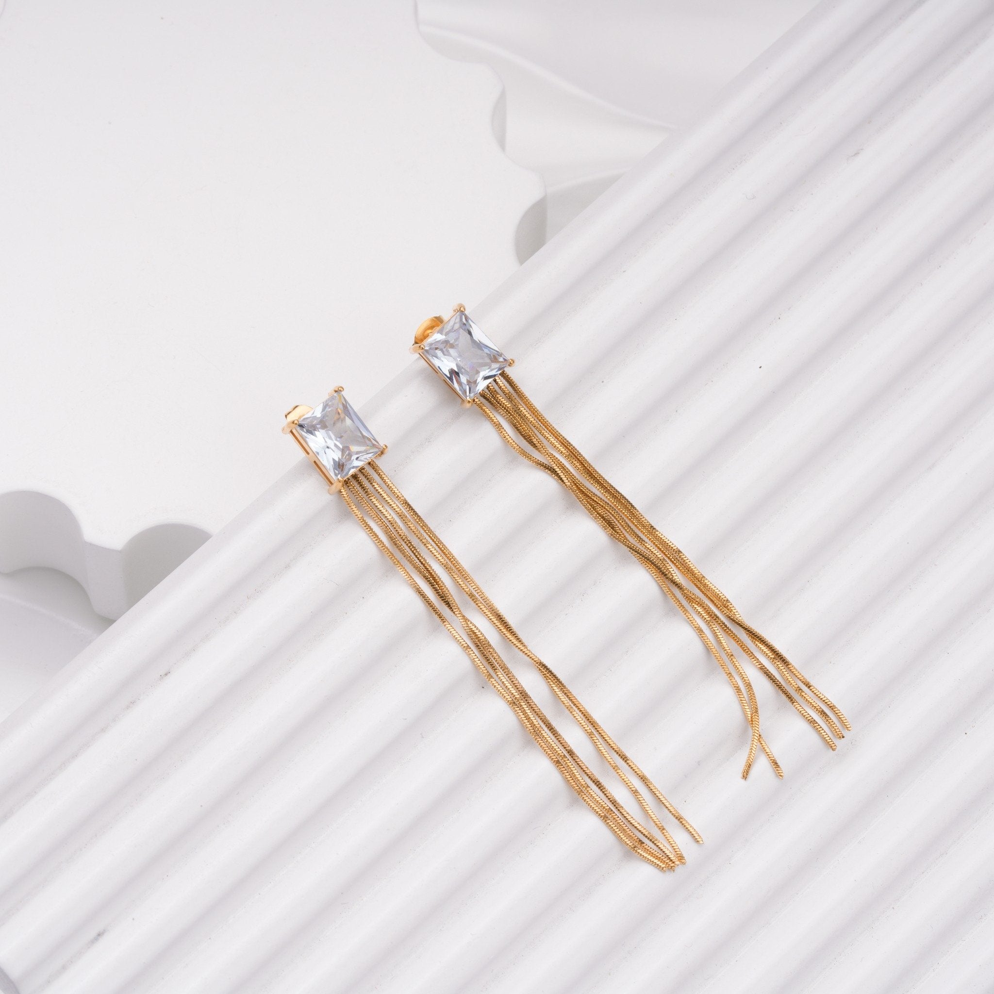 Lumière Cascade Drops 18 Carat Gold Finished PVD Coated Anti-Tarnish Earrings