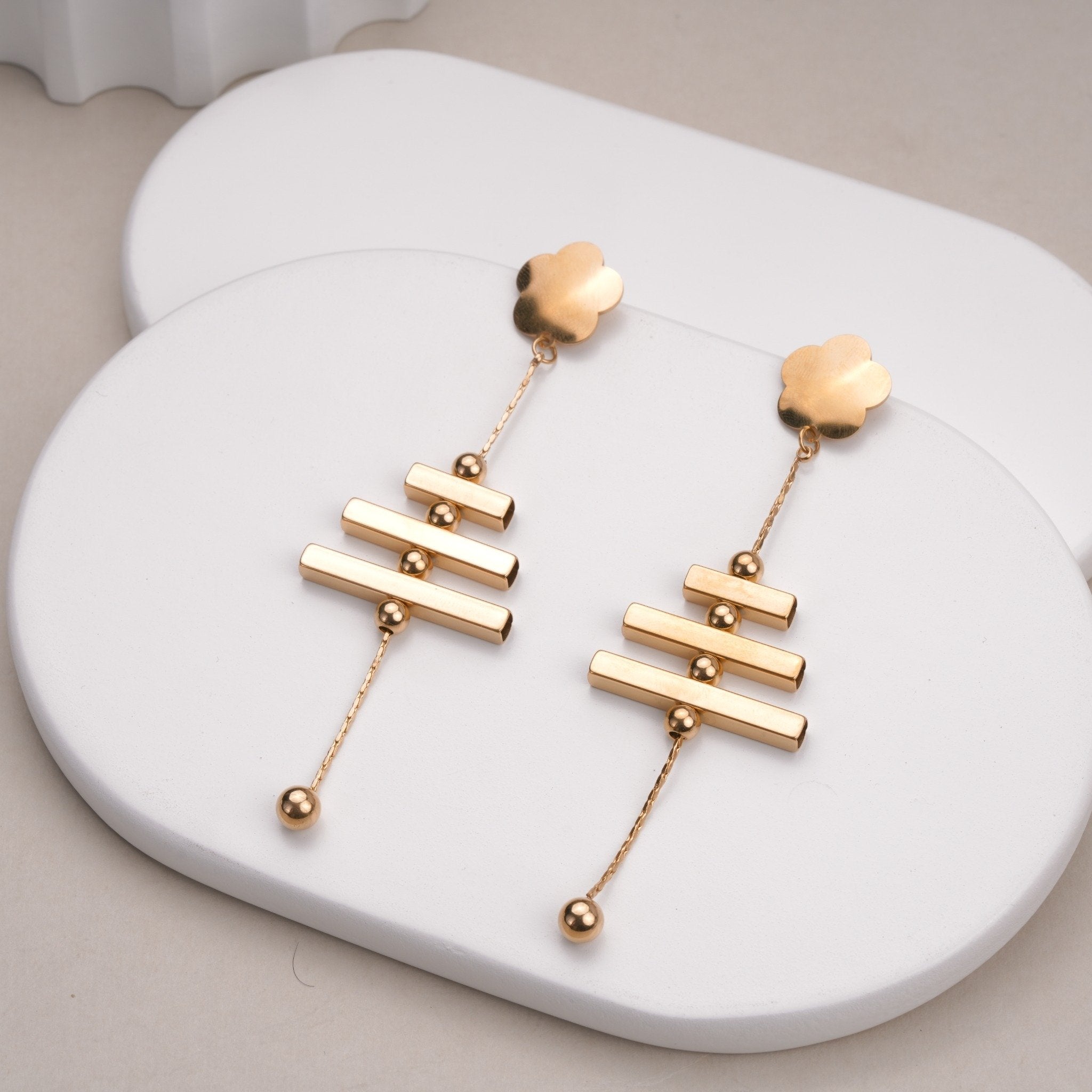 Auréa Tiered Harmony 18 Carat Gold Finished PVD Coated Anti-Tarnish Earrings