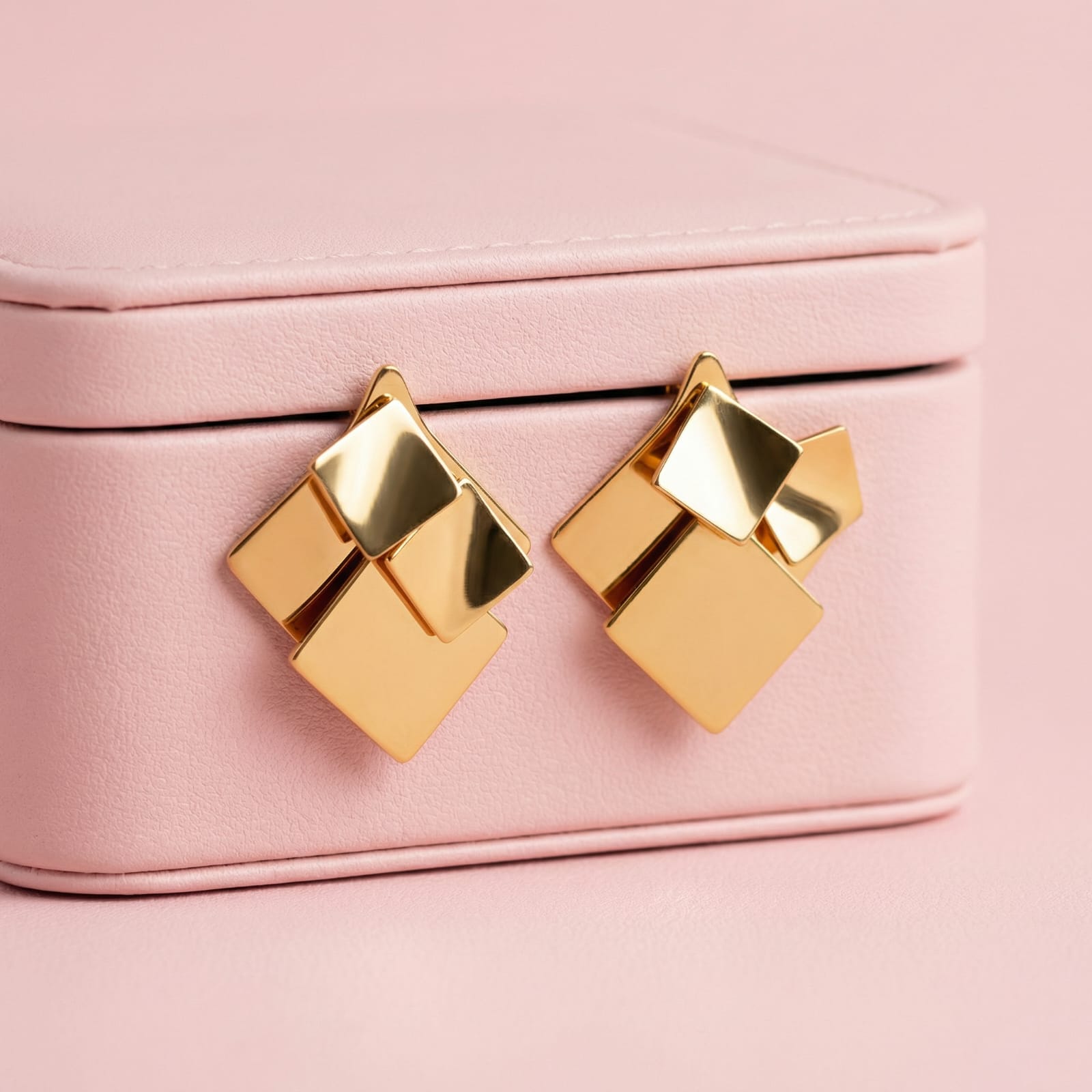 Square Harmony Stud 18 Carat Gold Finished PVD Coated Anti-Tarnish Earrings