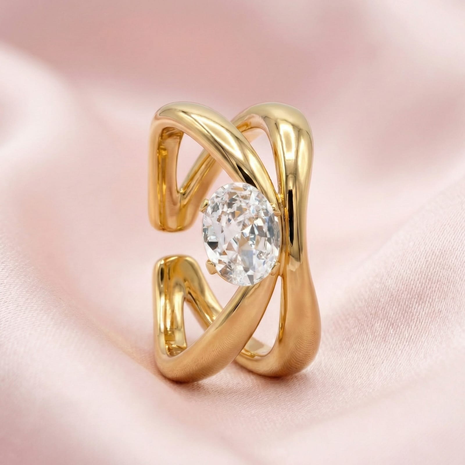 Celestia Loop Crystal 18 Carat Gold Finished PVD Coated Anti-Tarnish Ring