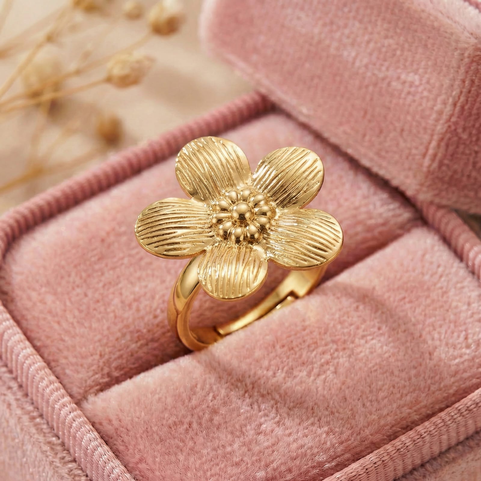 Petal Grace 18 Carat Gold Finished PVD Coated Anti-Tarnish Ring