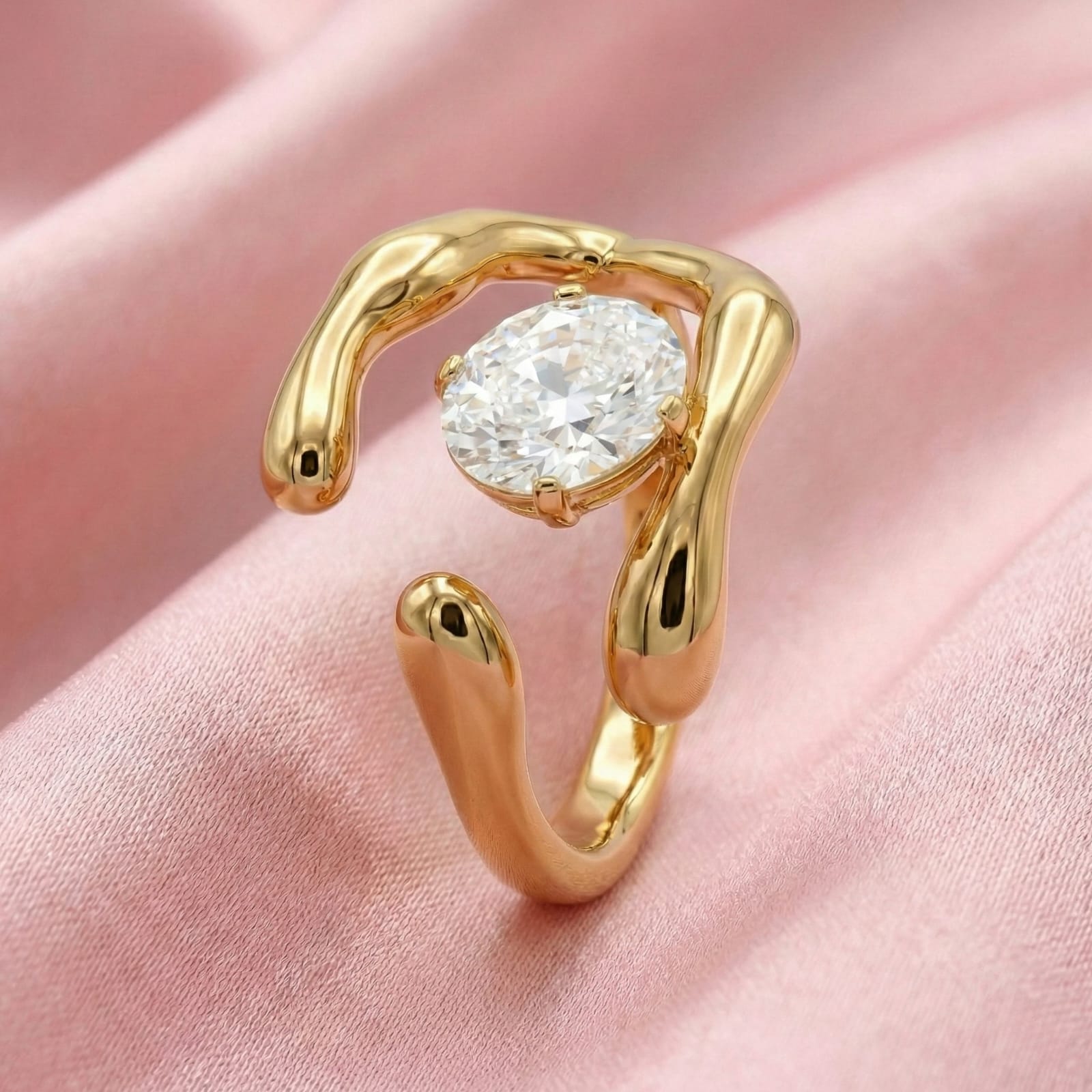 Halo Embrace 18 Carat Gold Finished PVD Coated Anti-Tarnish Ring