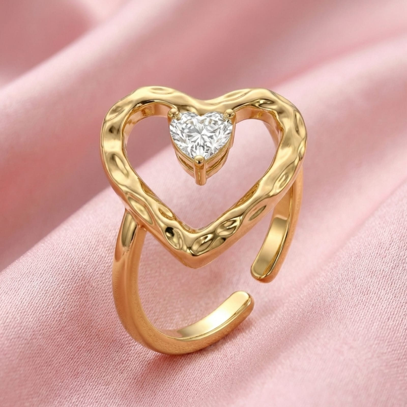 Eternal Heart Spark 18 Carat Gold Finished PVD Coated Anti-Tarnish Ring
