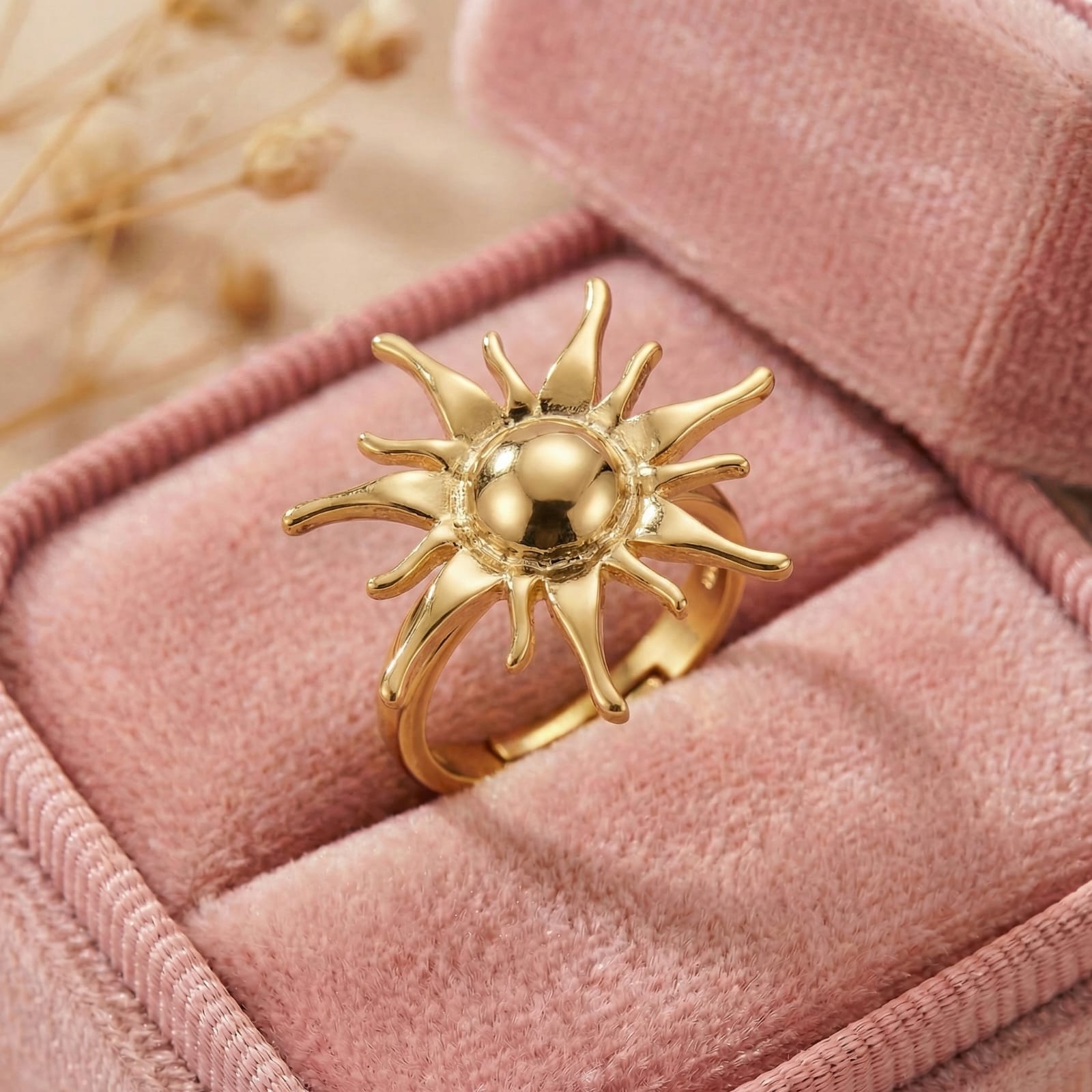 Solar Aura 18 Carat Gold Finished PVD Coated Anti-Tarnish Ring