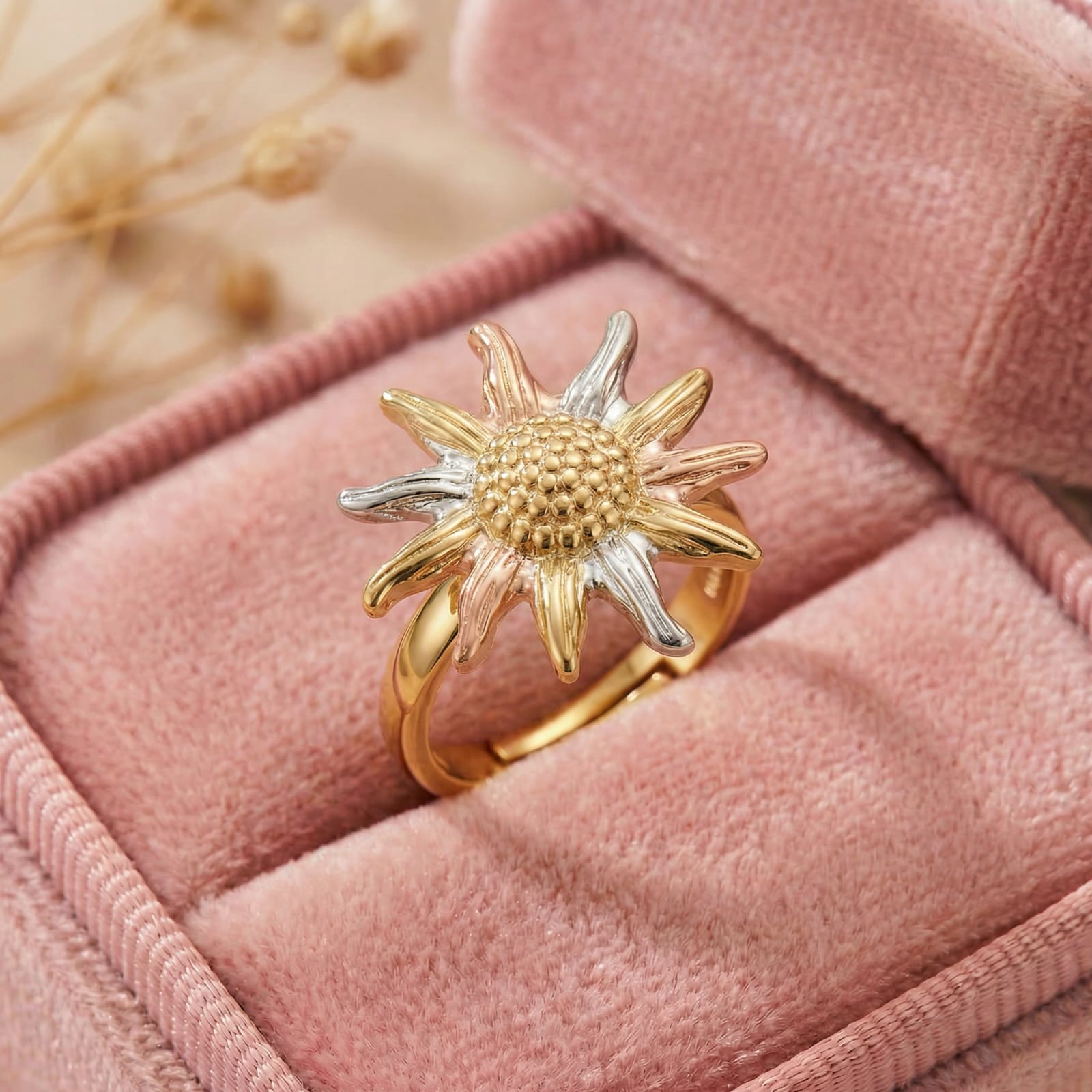 Trinity Bloom 18 Carat Gold Finished PVD Coated Anti-Tarnish Ring