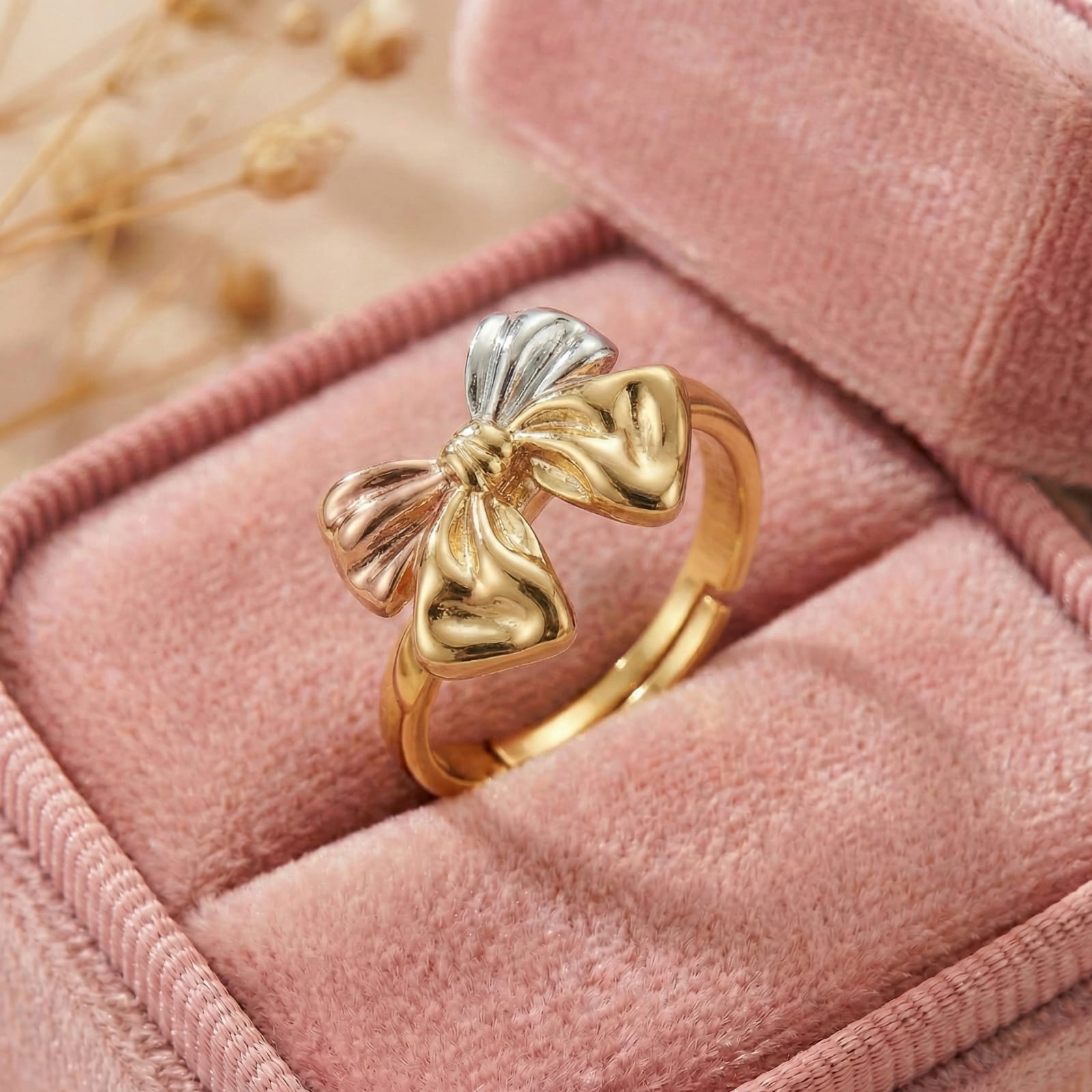 Aurora Bow Charm 18 Carat Gold Finished PVD Coated Anti-Tarnish Ring