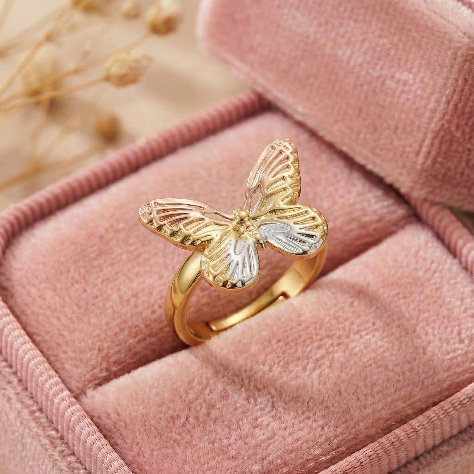 Trinity Flutter Bloom 18 Carat Gold Finished PVD Coated Anti-Tarnish Ring