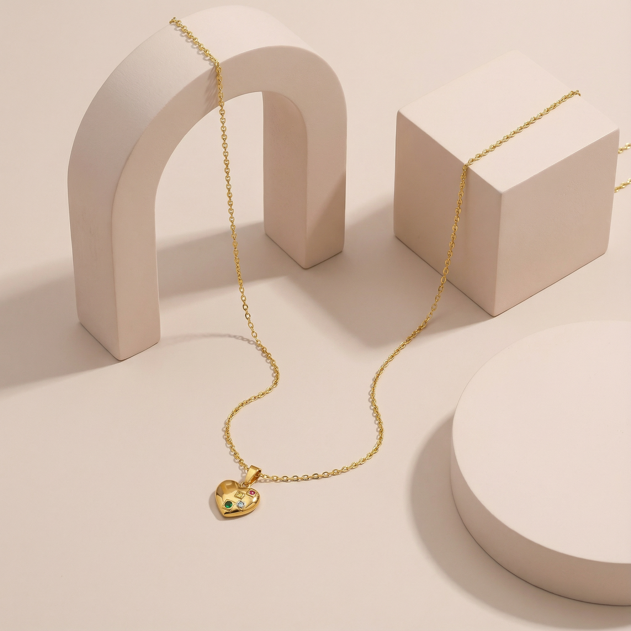 Amora Gemheart 18 Carat Gold Finished PVD Coated Anti-Tarnish Necklace