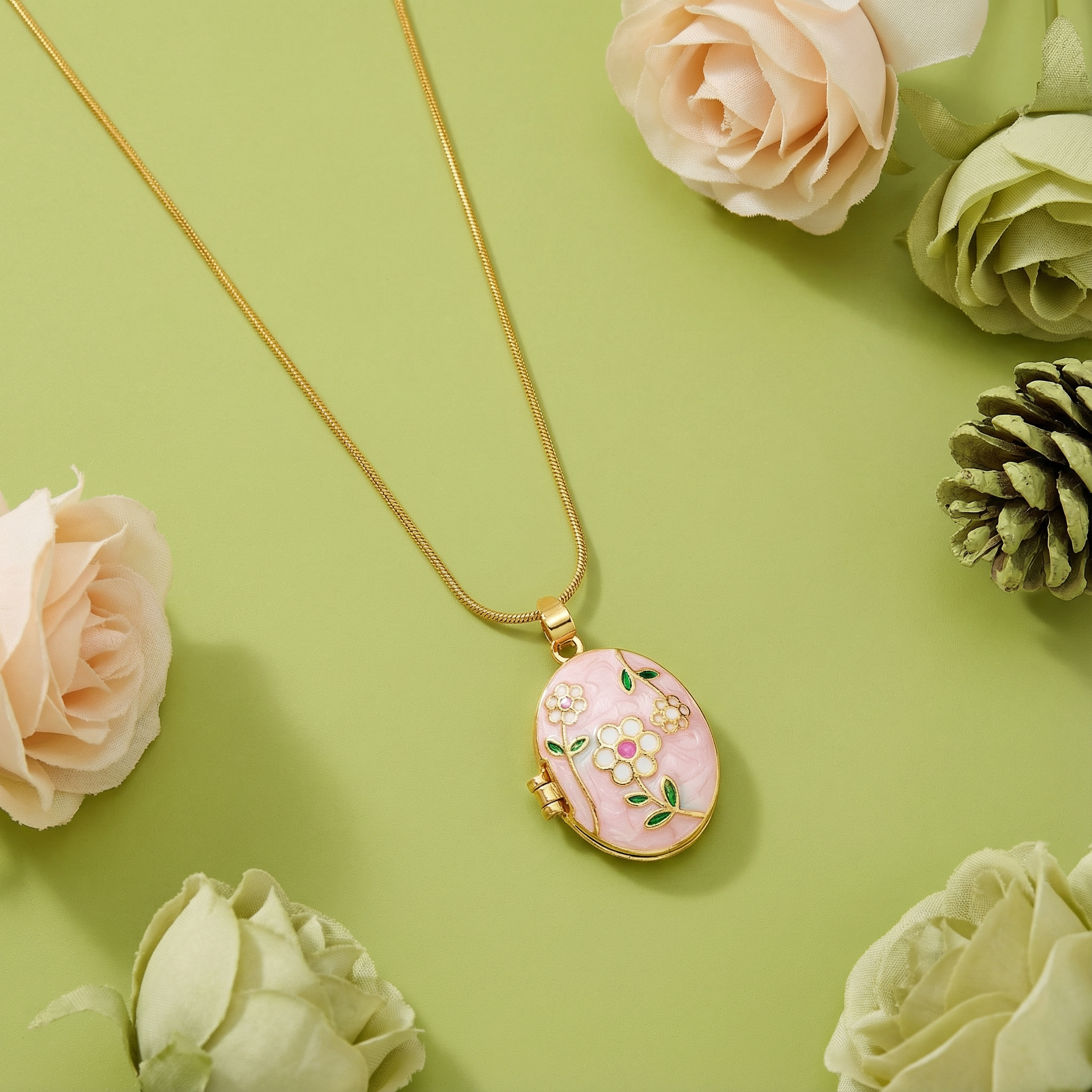 Blossom Charm Locket 18 Carat Gold Finished PVD Coated Anti-Tarnish Necklace