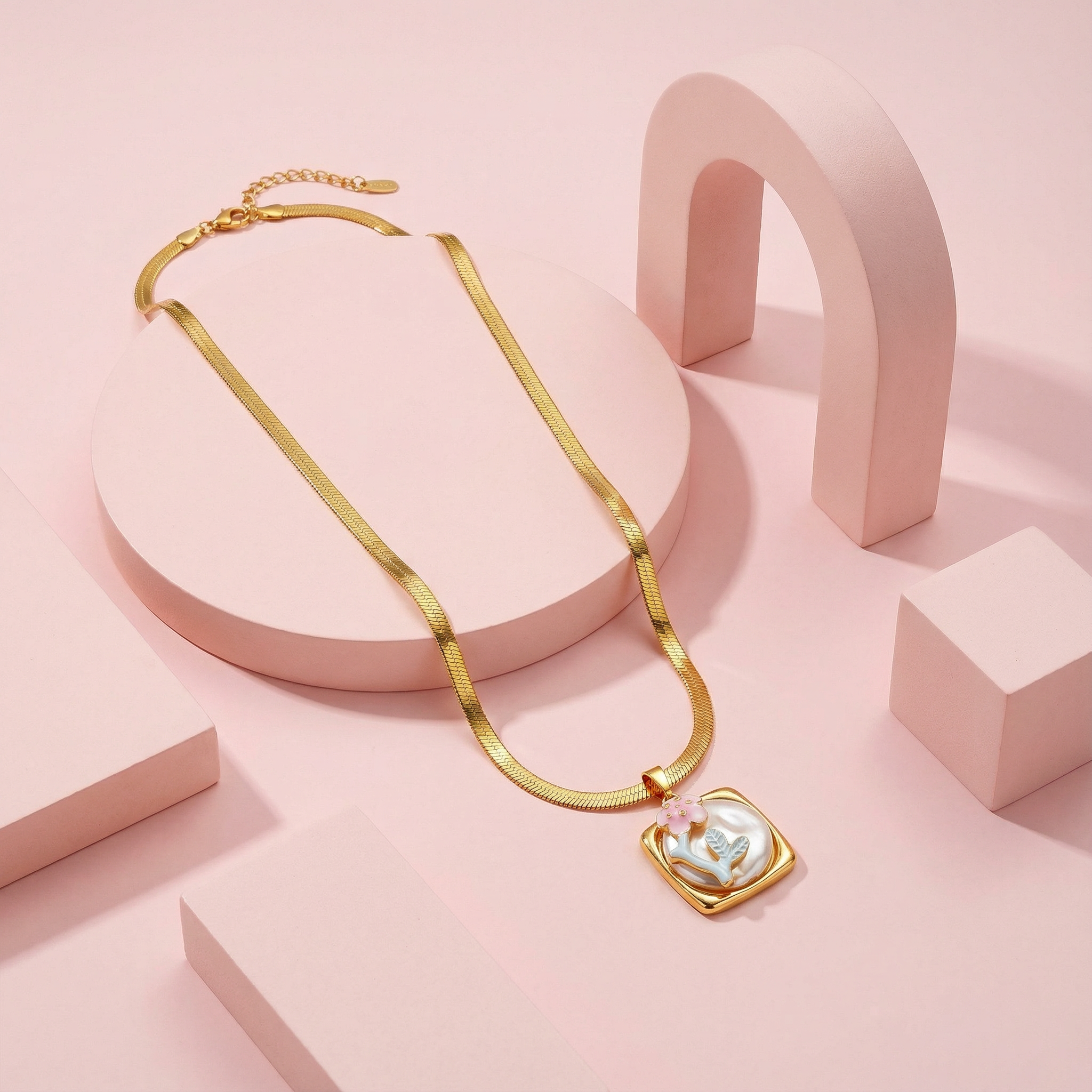 Pearl Garden Bloom Pendant 18 Carat Gold Finished PVD Coated Anti-Tarnish Necklace