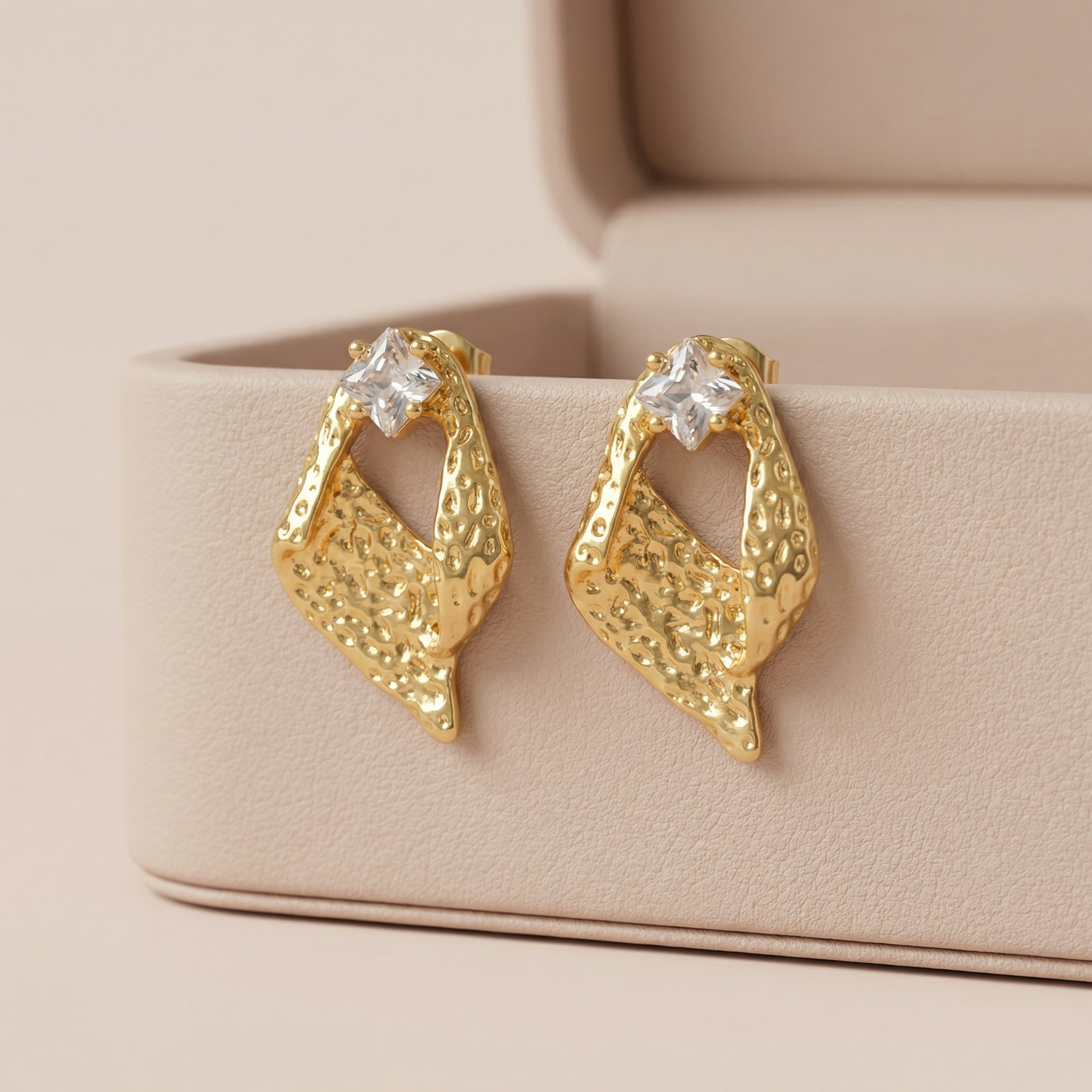 Golden Ember Crystal Stud 18 Carat Gold Finished PVD Coated Anti-Tarnish Earrings