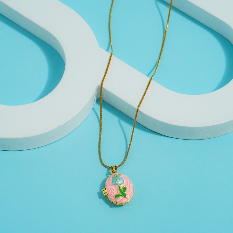 Enchanted Tulip Locket 18 Carat Gold Finished PVD Coated Anti-Tarnish Necklace