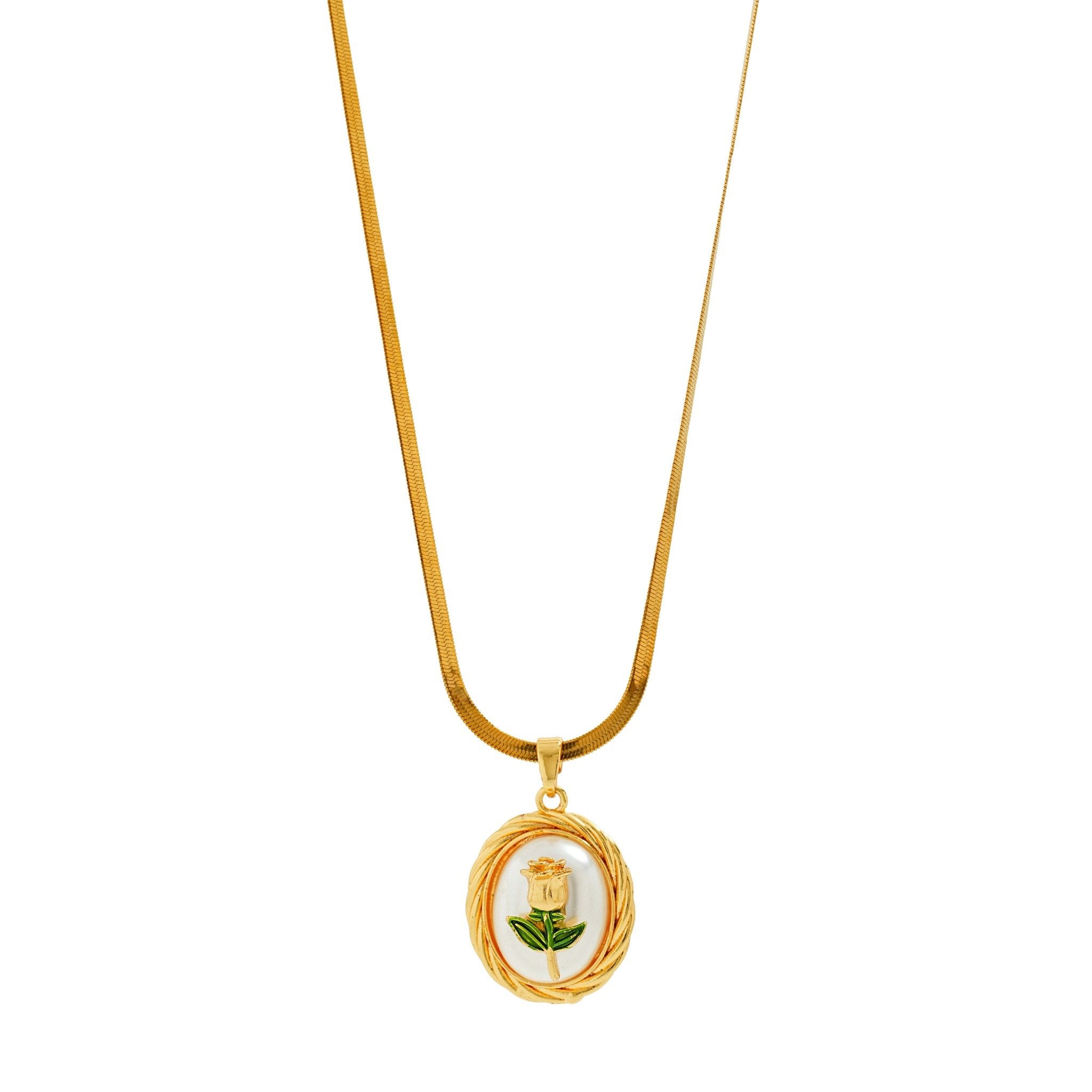 Golden Rose Embrace Pendant 18 Carat Gold Finished PVD Coated Anti-Tarnish Necklace