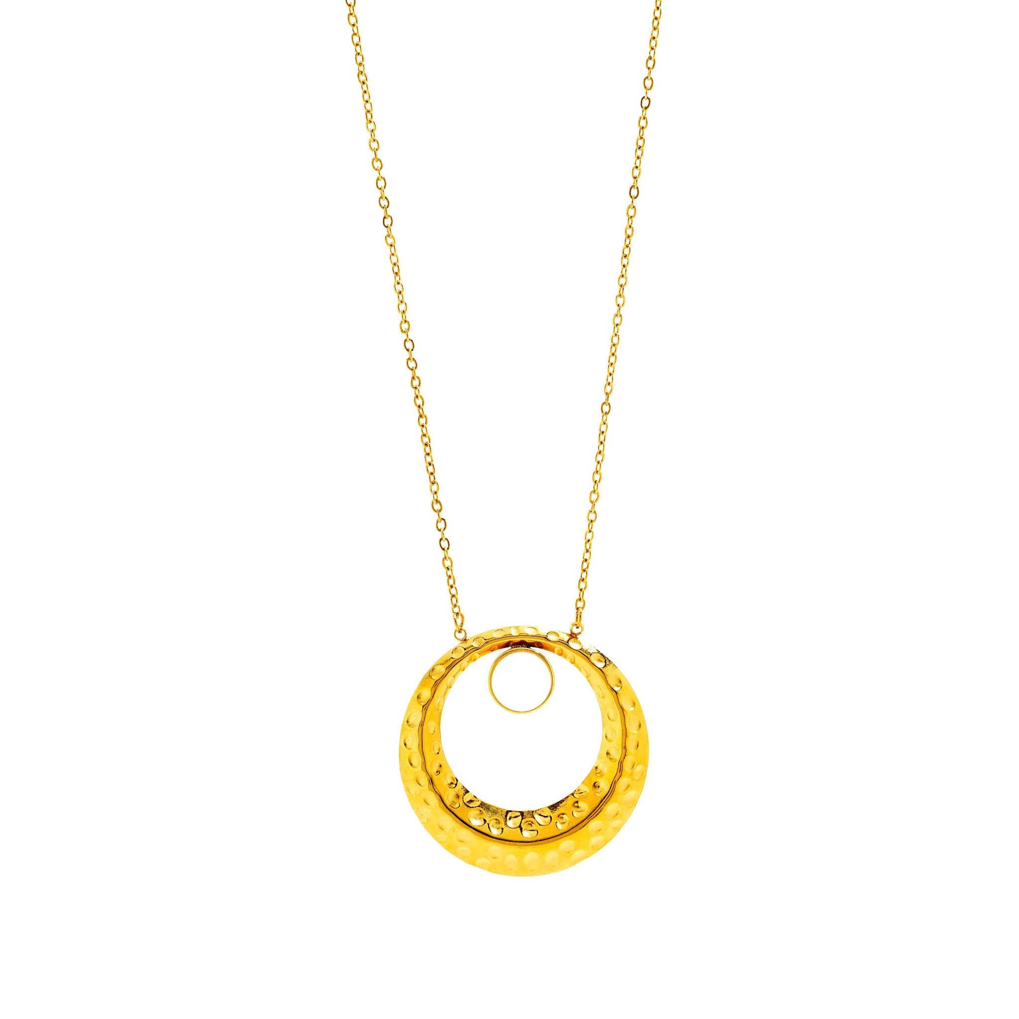Aureon Twin Halo 18 Carat Gold Finished PVD Coated Anti-Tarnish Necklace