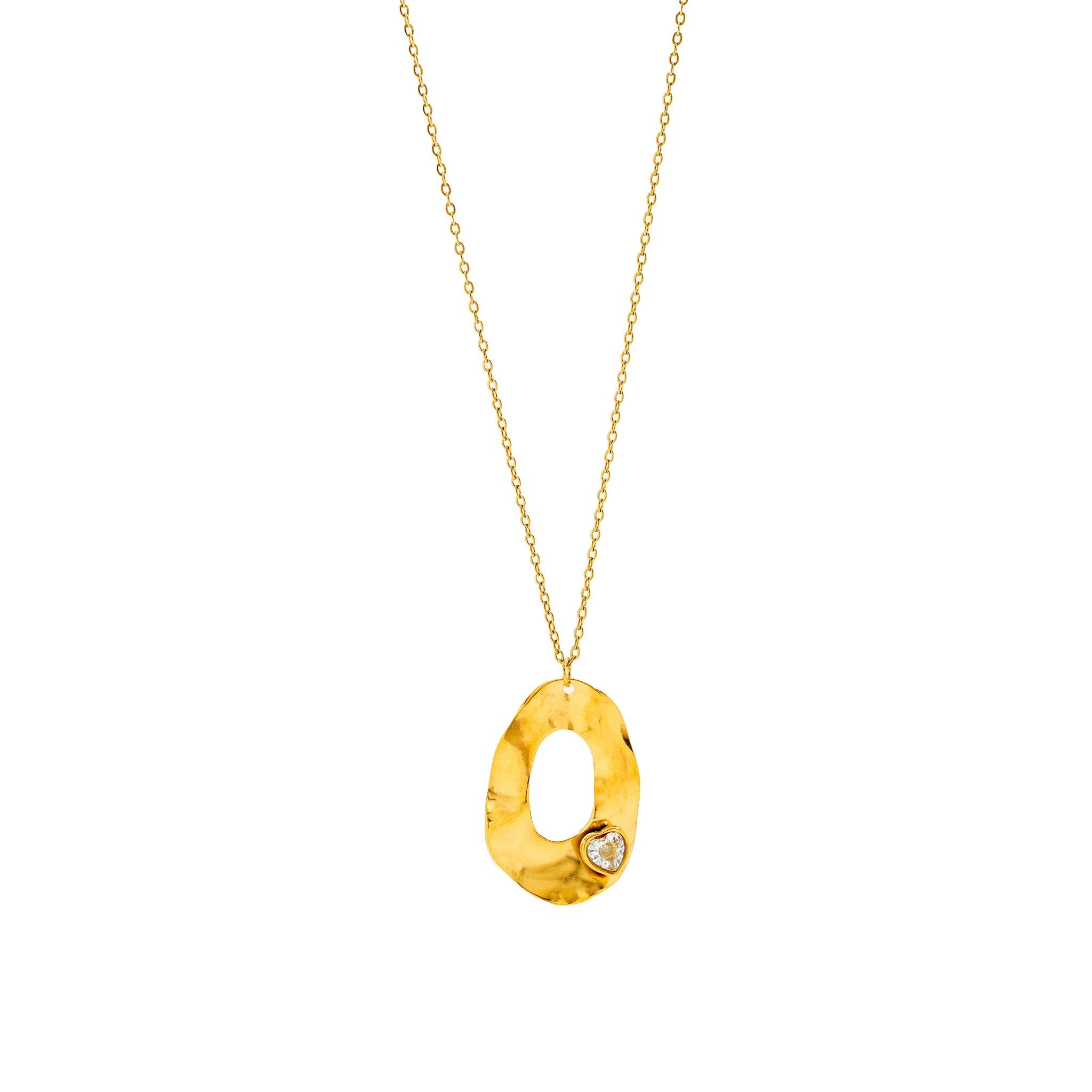Aurelia Oval Spark 18 Carat Gold Finished PVD Coated Anti-Tarnish Necklace