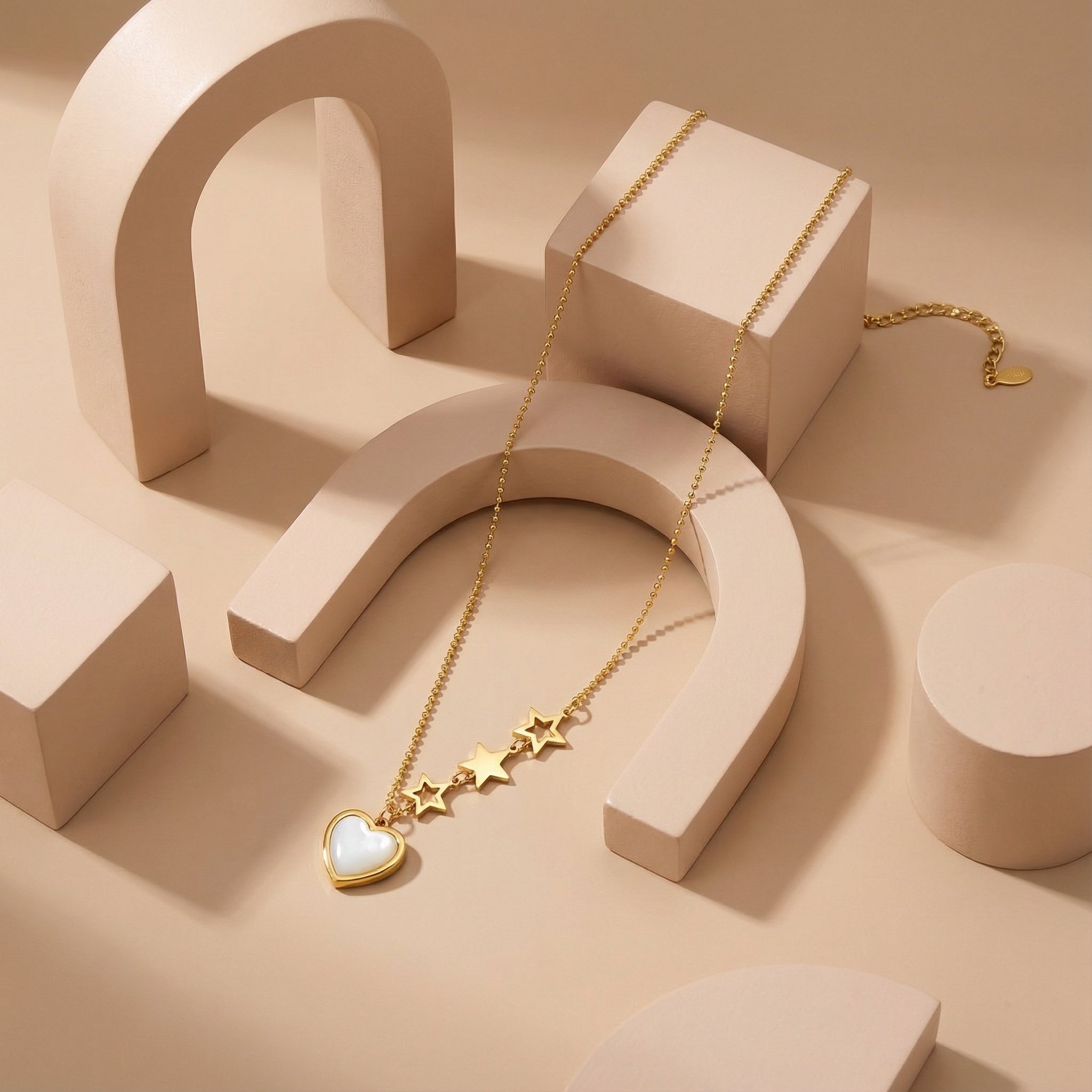 Starry Heart Drop 18 Carat Gold Finished PVD Coated Anti-Tarnish Necklace