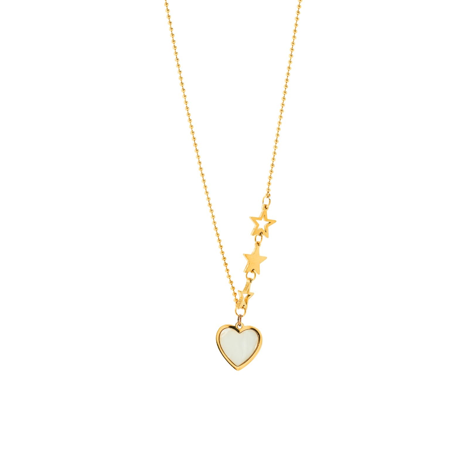 Starry Heart Drop 18 Carat Gold Finished PVD Coated Anti-Tarnish Necklace