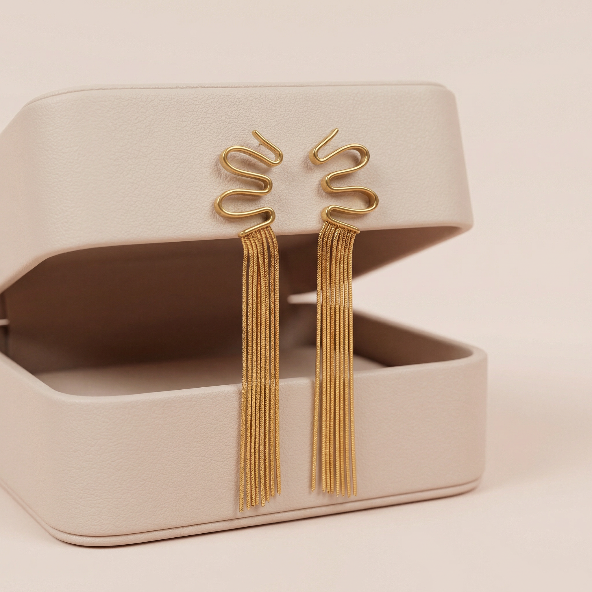 Zigzag Glam Tassel 18 Carat Gold Finished PVD Coated Anti-Tarnish Earrings