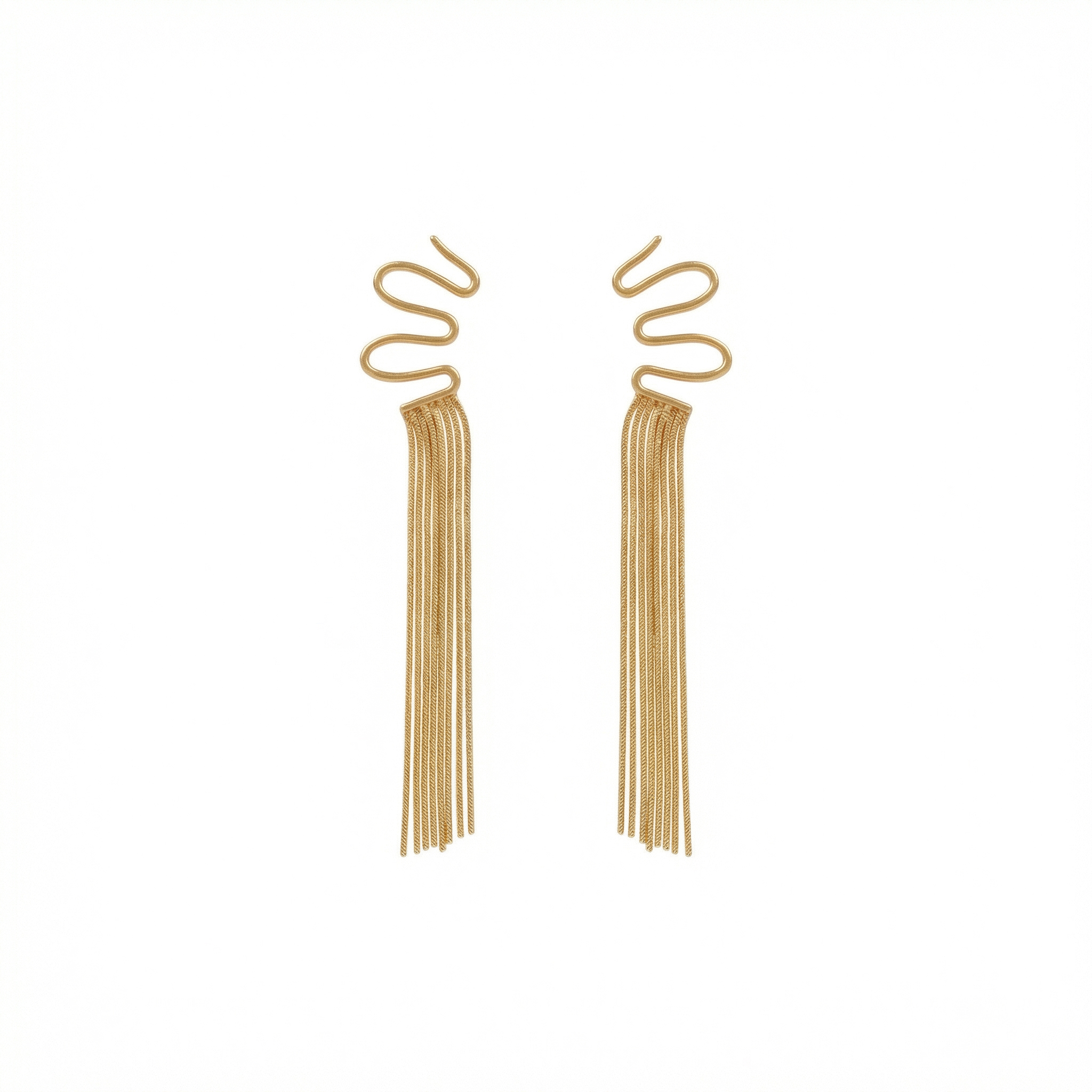 Zigzag Glam Tassel 18 Carat Gold Finished PVD Coated Anti-Tarnish Earrings