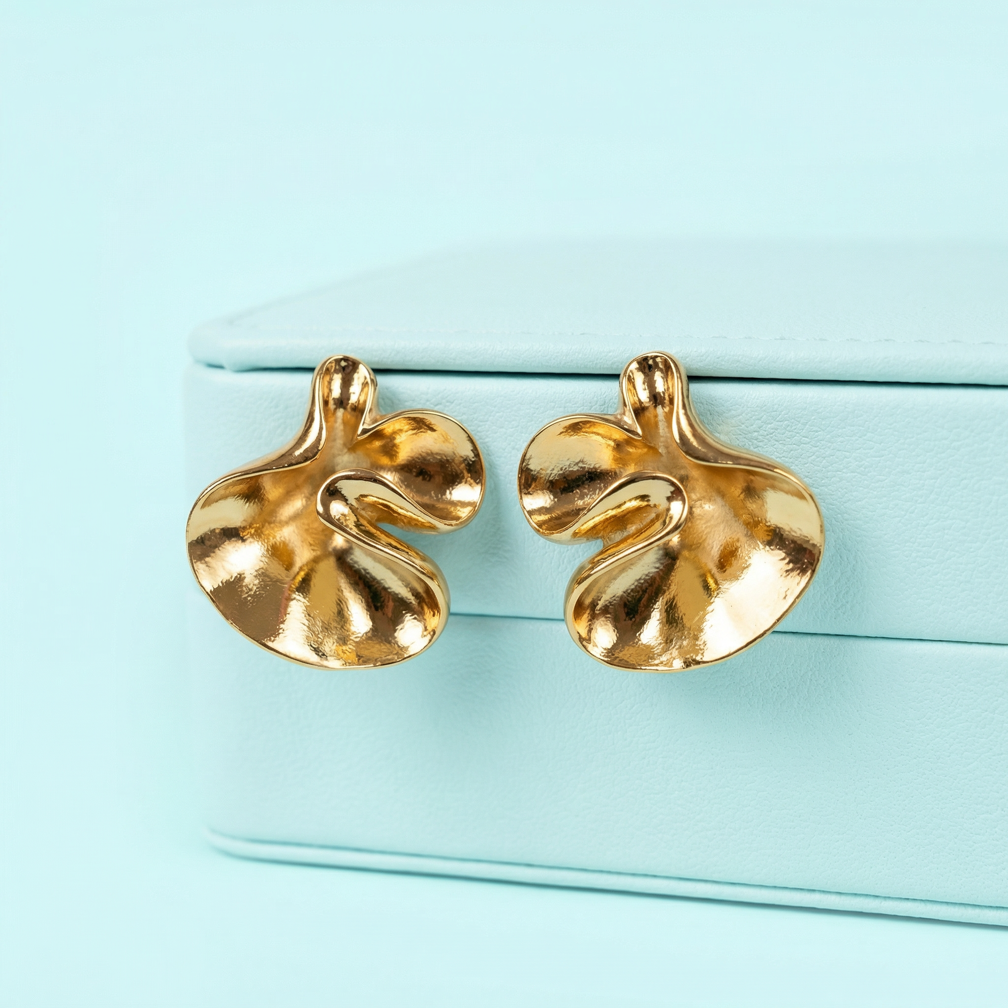 Golden Aura Sculpted Stud 18 Carat Gold Finished PVD Coated Anti-Tarnish Earrings