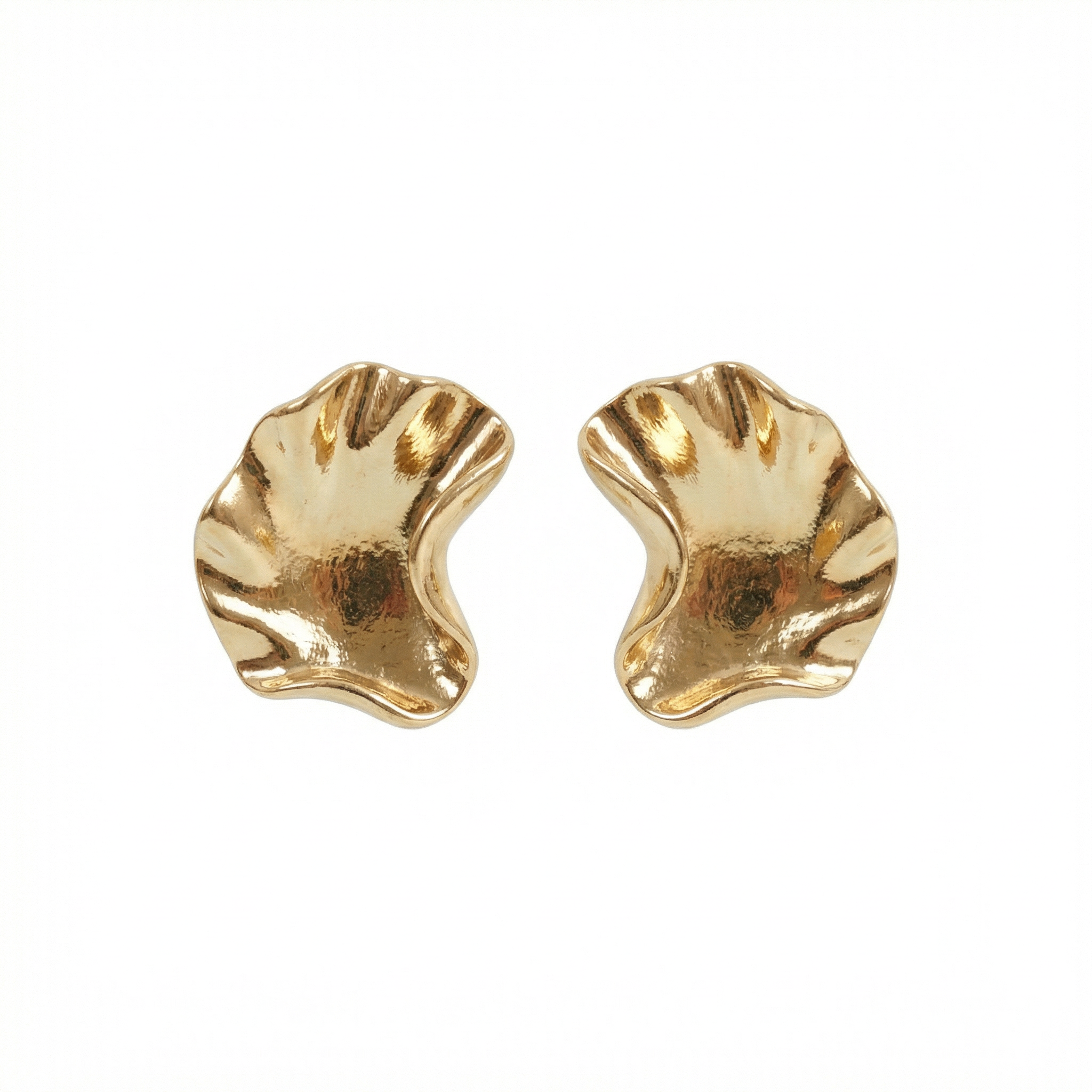 Golden Wave Sculpt Stud 18 Carat Gold Finished PVD Coated Anti-Tarnish Earrings