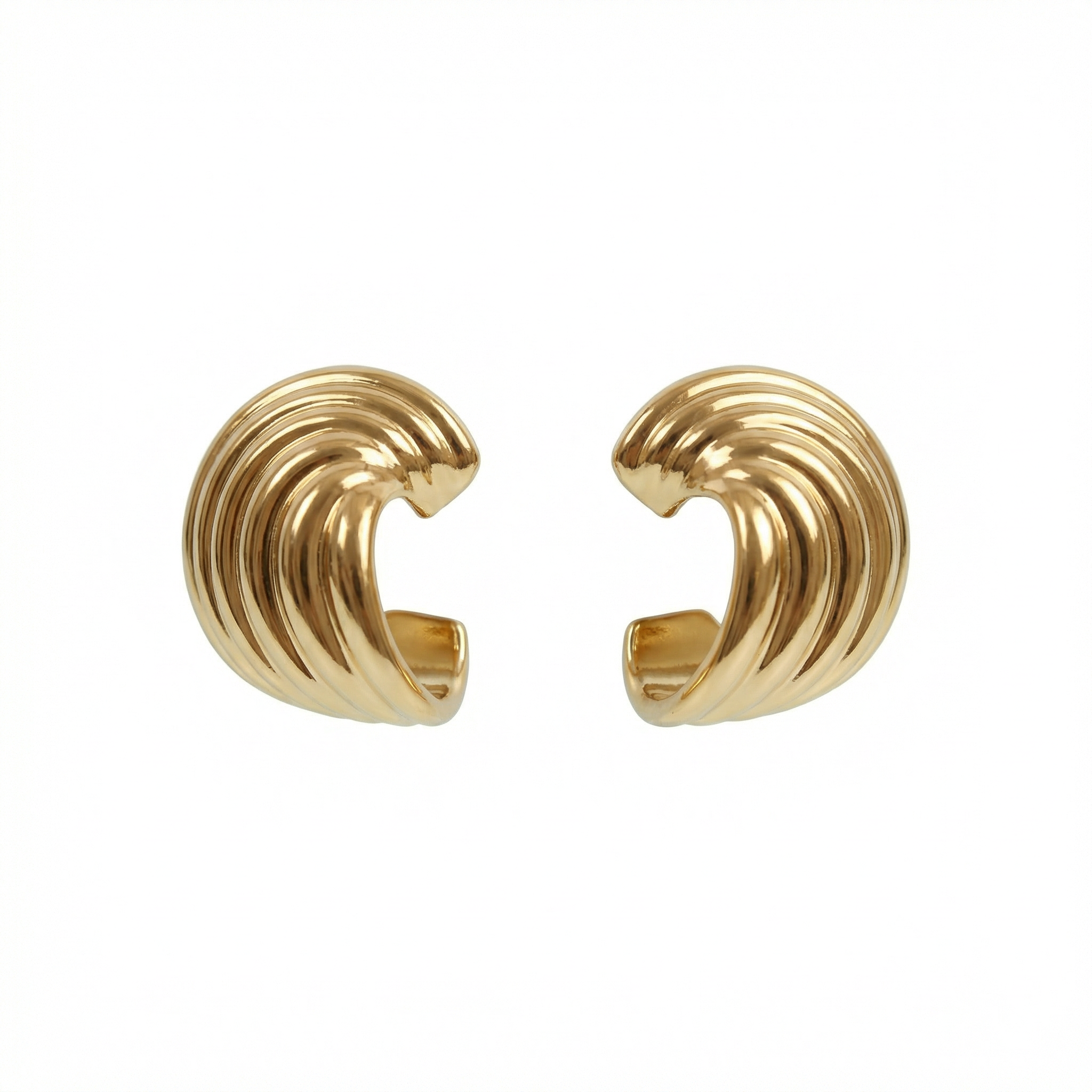Crescent Wave Stud 18 Carat Gold Finished PVD Coated Anti-Tarnish Earrings