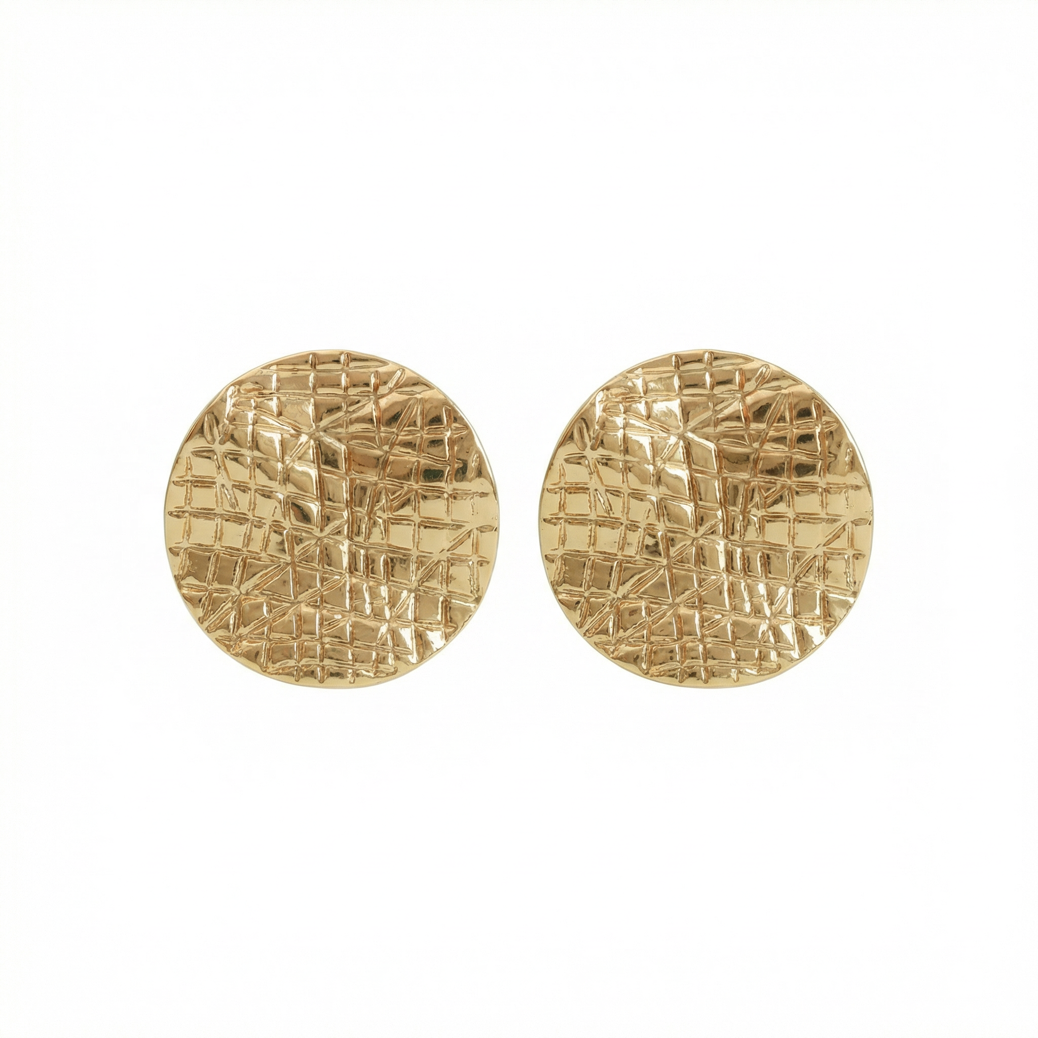 Textura Circle Stud 18 Carat Gold Finished PVD Coated Anti-Tarnish Earrings