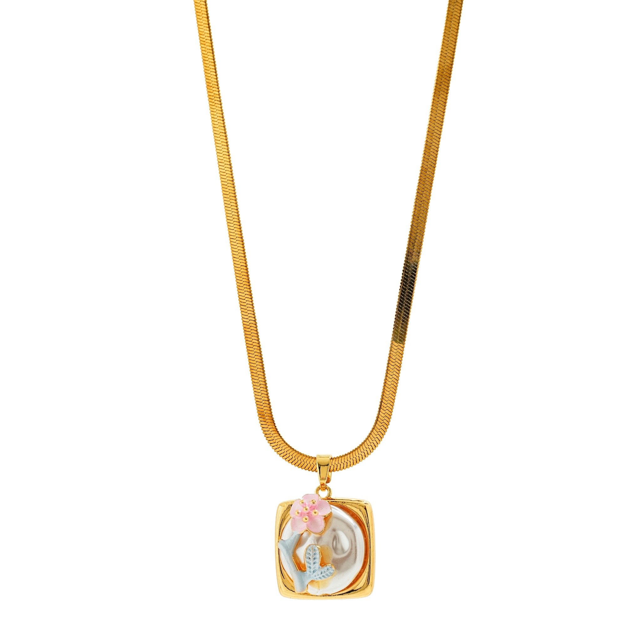 Pearl Garden Bloom Pendant 18 Carat Gold Finished PVD Coated Anti-Tarnish Necklace