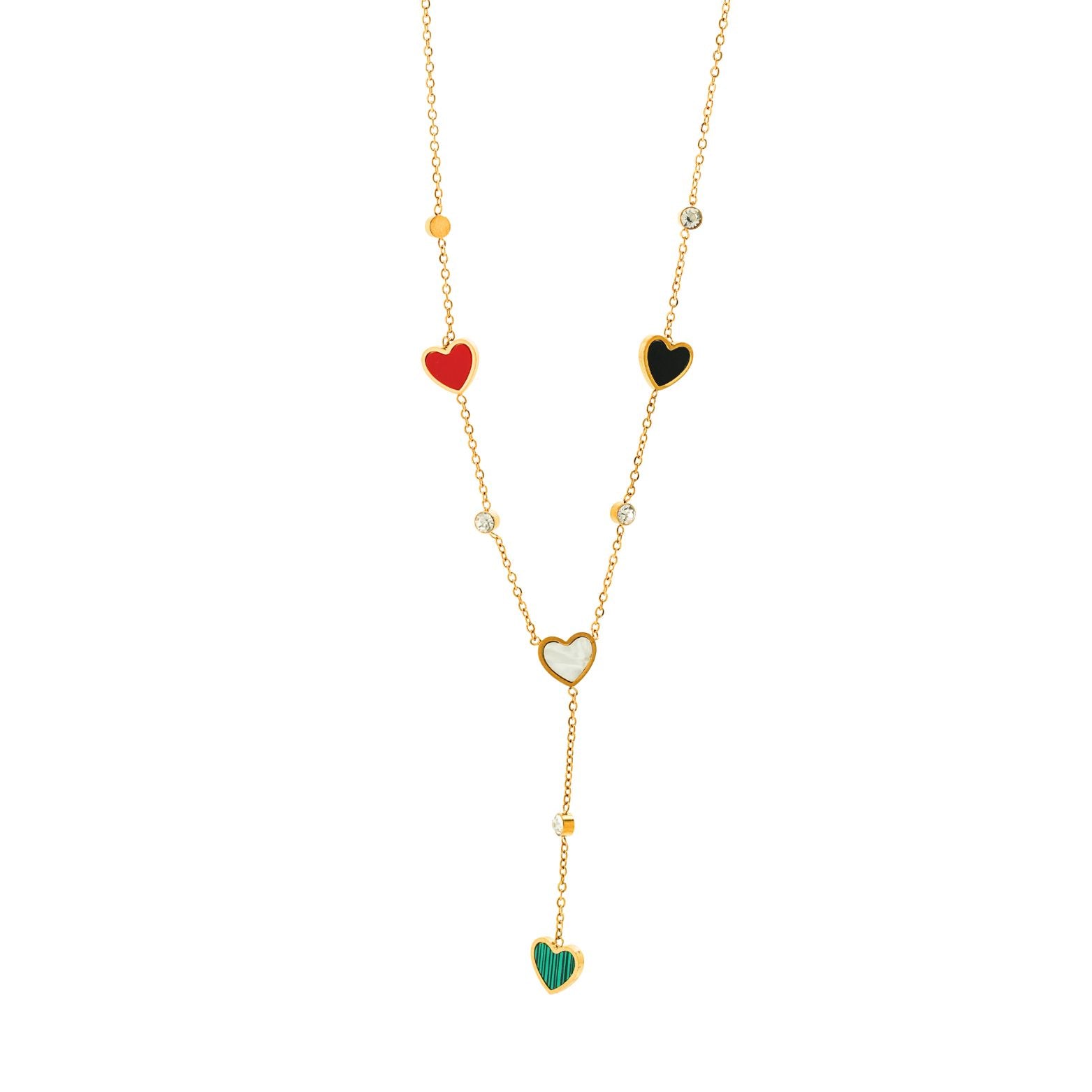 Multicolor Heart Charm 18 Carat Gold Finished PVD Coated Anti-Tarnish Necklace