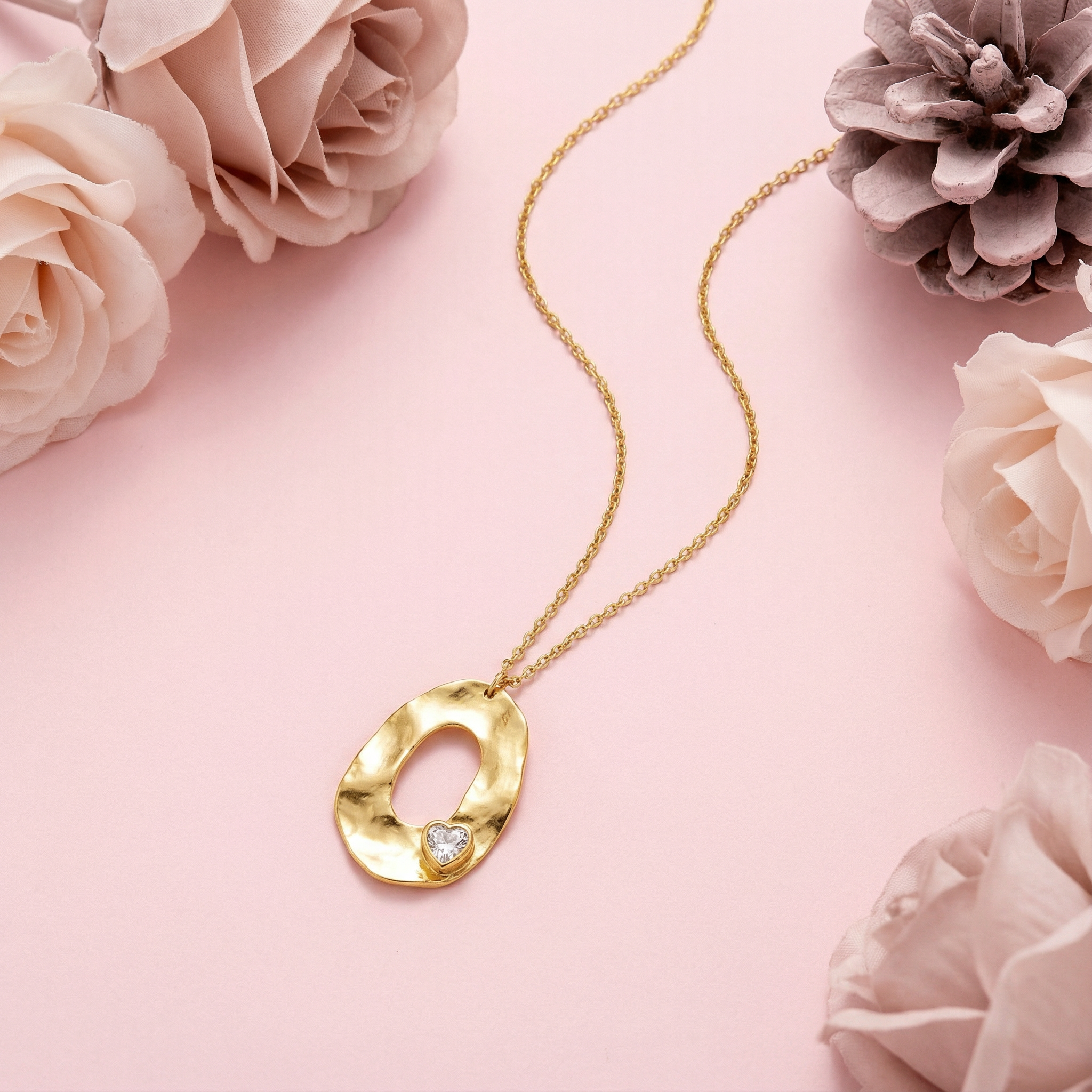 Aurelia Oval Spark 18 Carat Gold Finished PVD Coated Anti-Tarnish Necklace