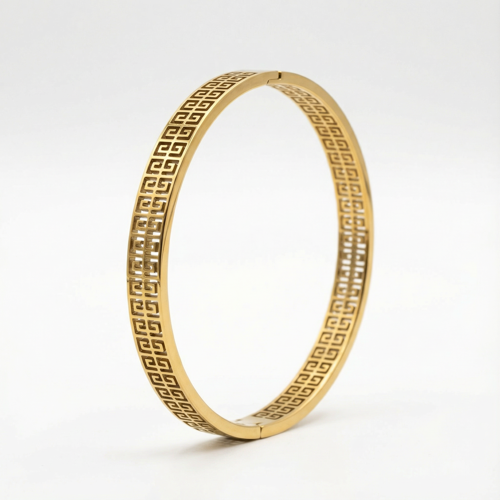 Golden Greek Key Elegance 18 Carat Gold Finished PVD Coated Anti-Tarnish Bracelet