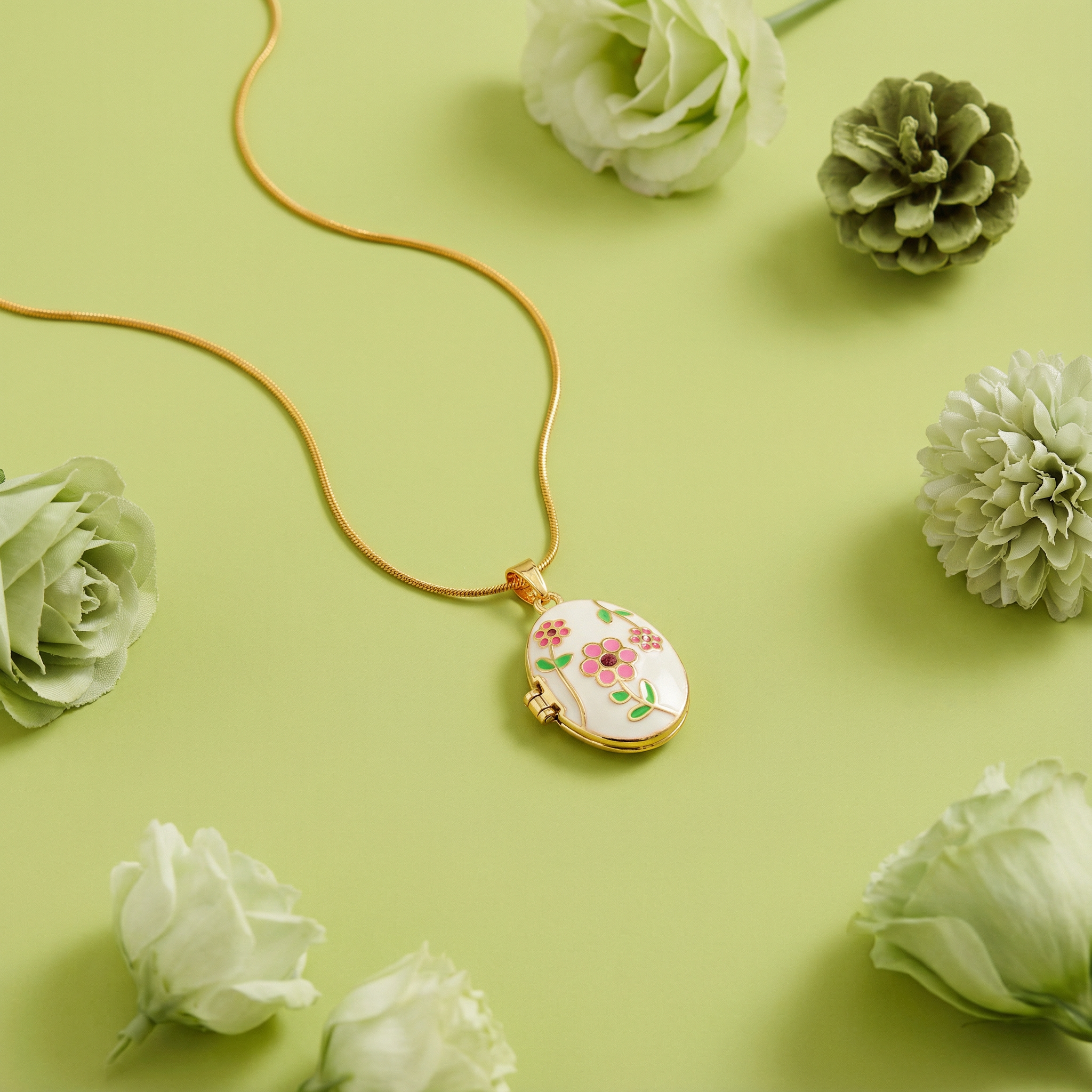 Floral Pearl Locket 18 Carat Gold Finished PVD Coated Anti-Tarnish Necklace