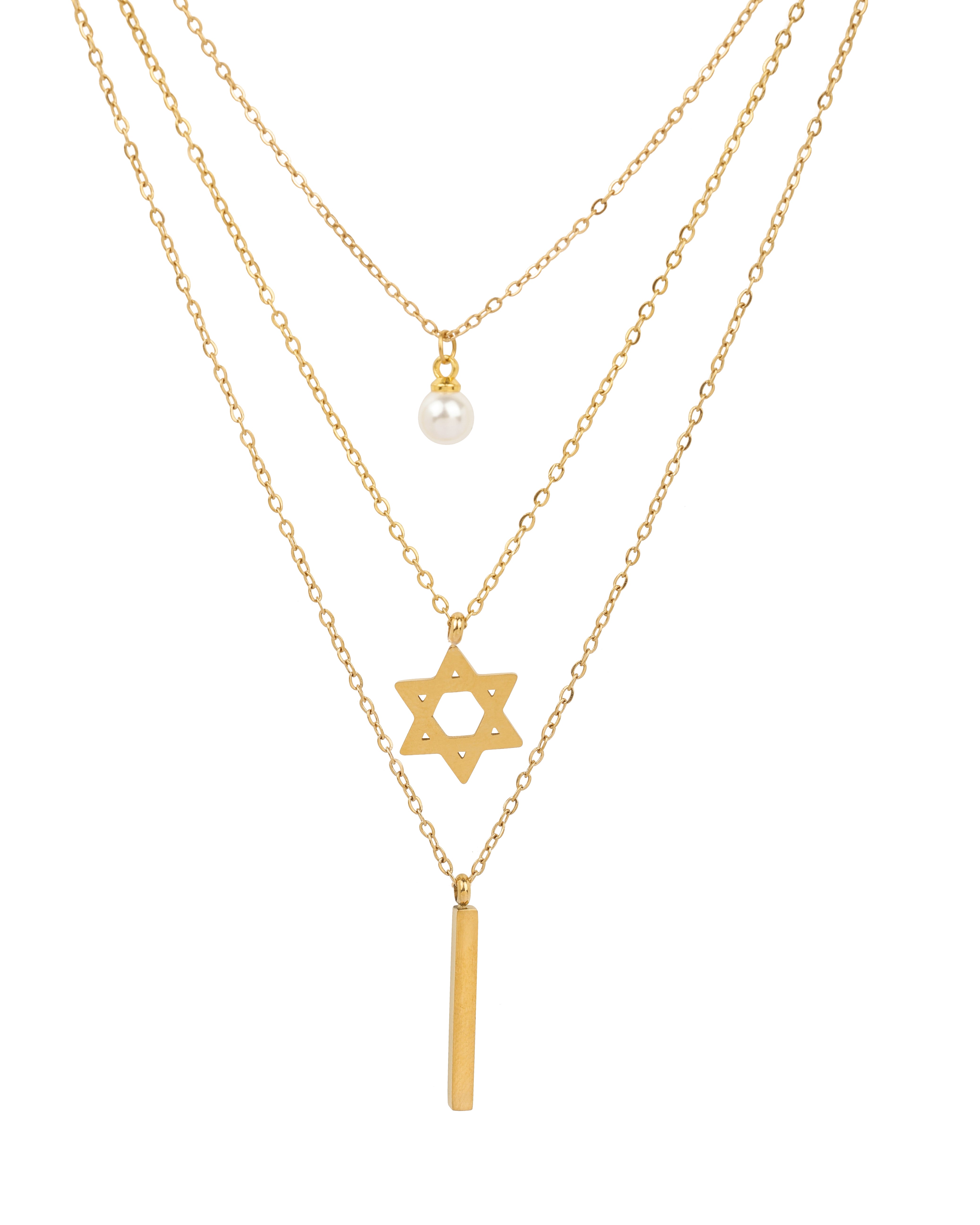 Triple Layer 18 Carat Gold Finished PVD Coated Anti-Tarnish Necklace