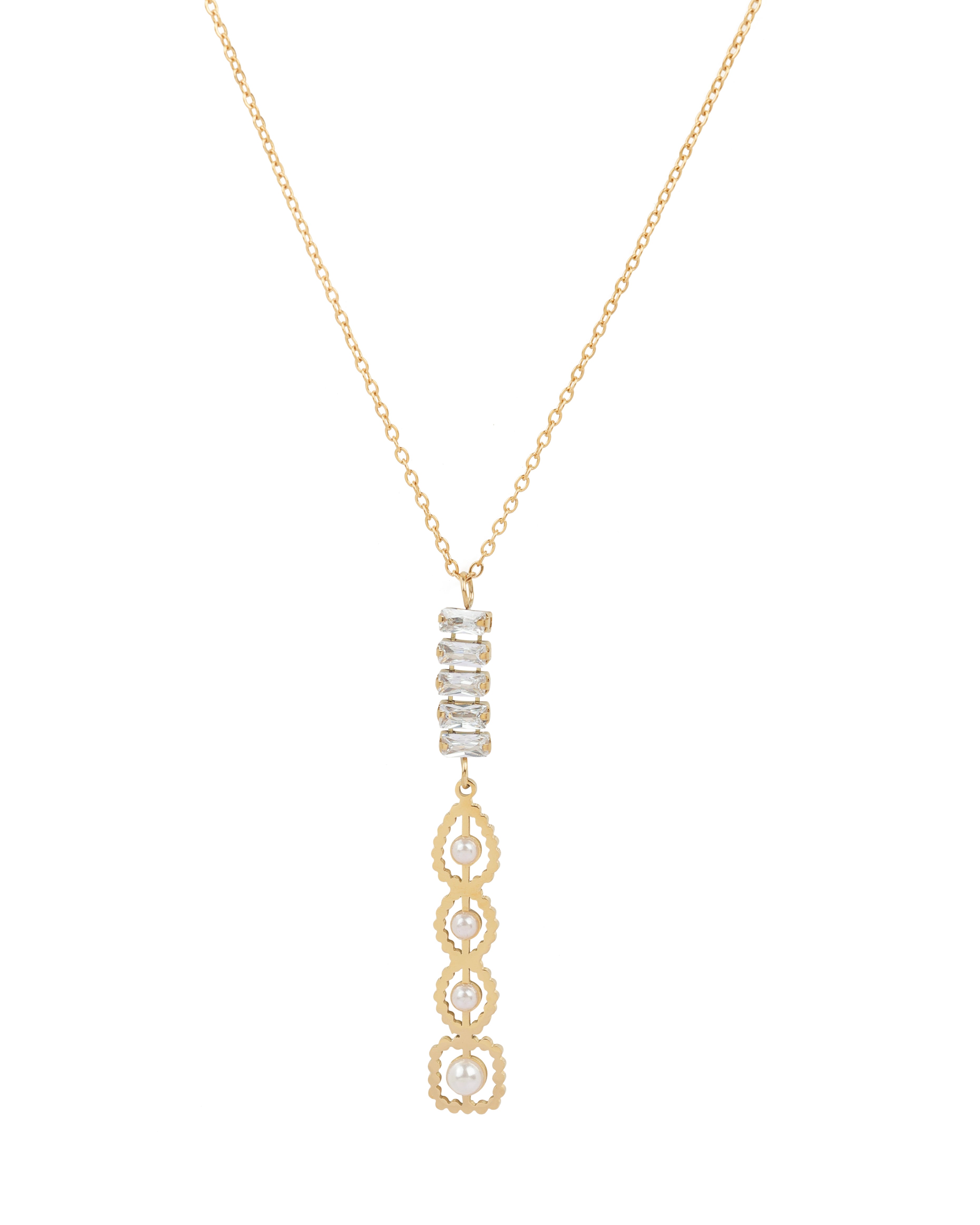 Lunara Pearl Cascade 18 Carat Gold Finished PVD Coated Anti-Tarnish Necklace