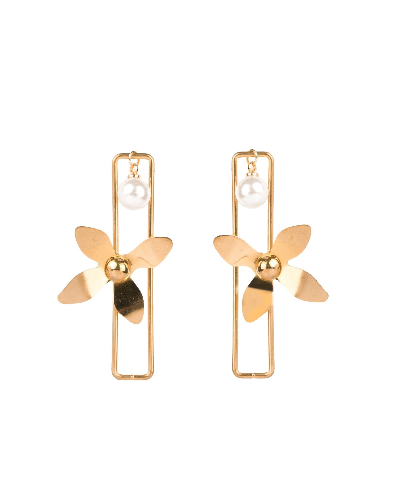 Linea Bloom Frame 18 Carat Gold Finished PVD Coated Anti-Tarnish Earrings
