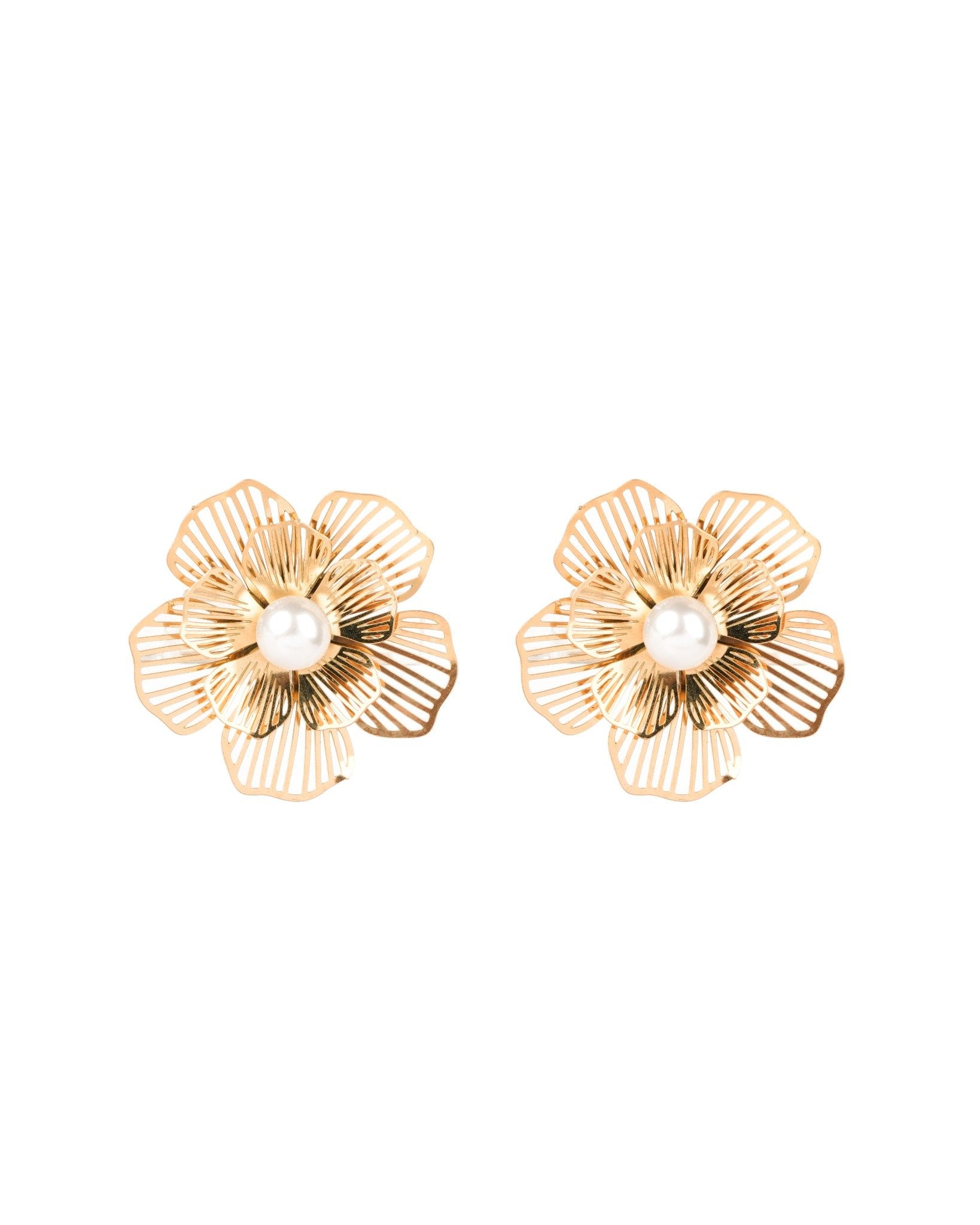 Pearl Flora Studs 18 Carat Gold Finished PVD Coated Anti-Tarnish Earrings