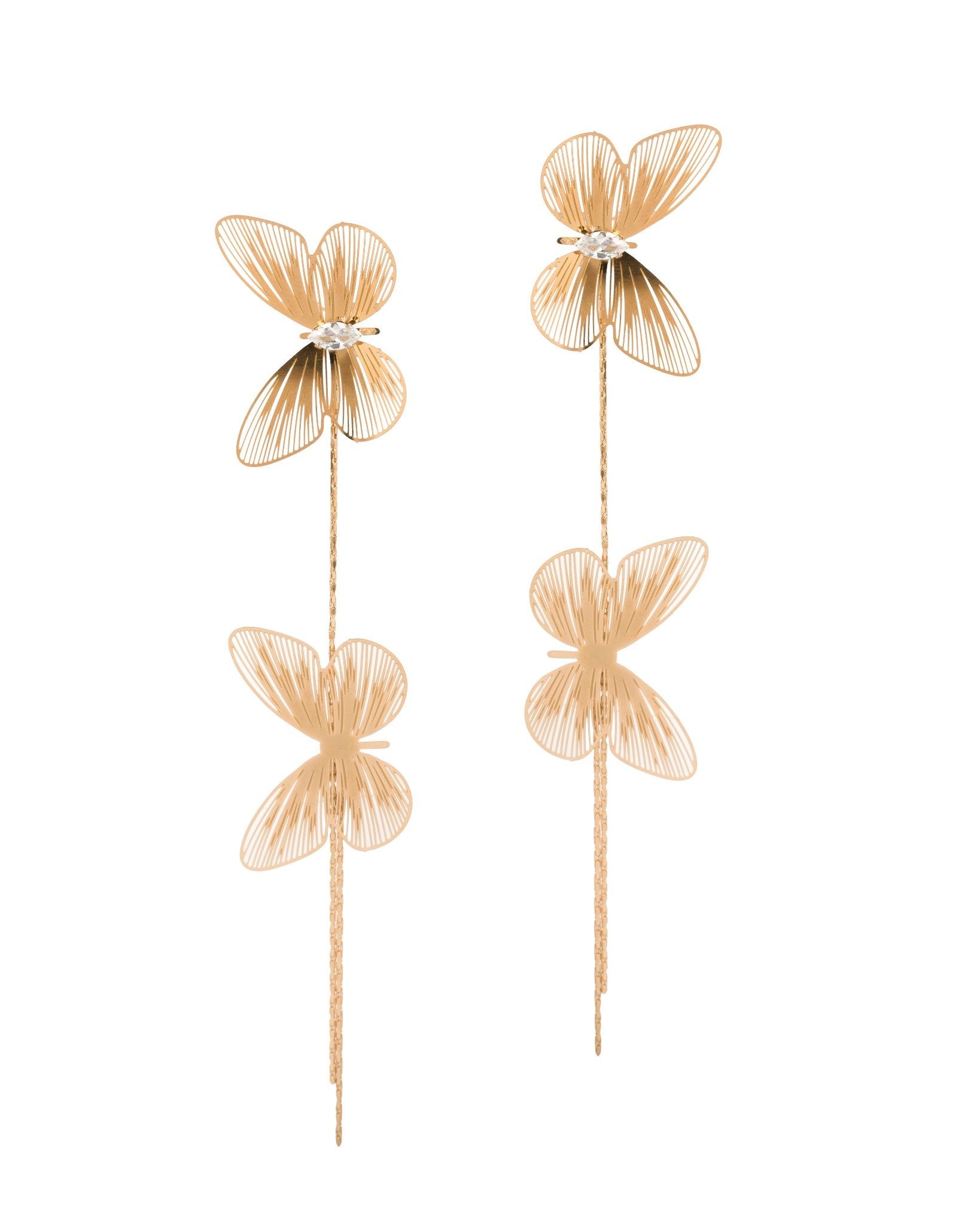 Opaline Butterfly Fall 18 Carat Gold Finished PVD Coated Anti-Tarnish Earrings