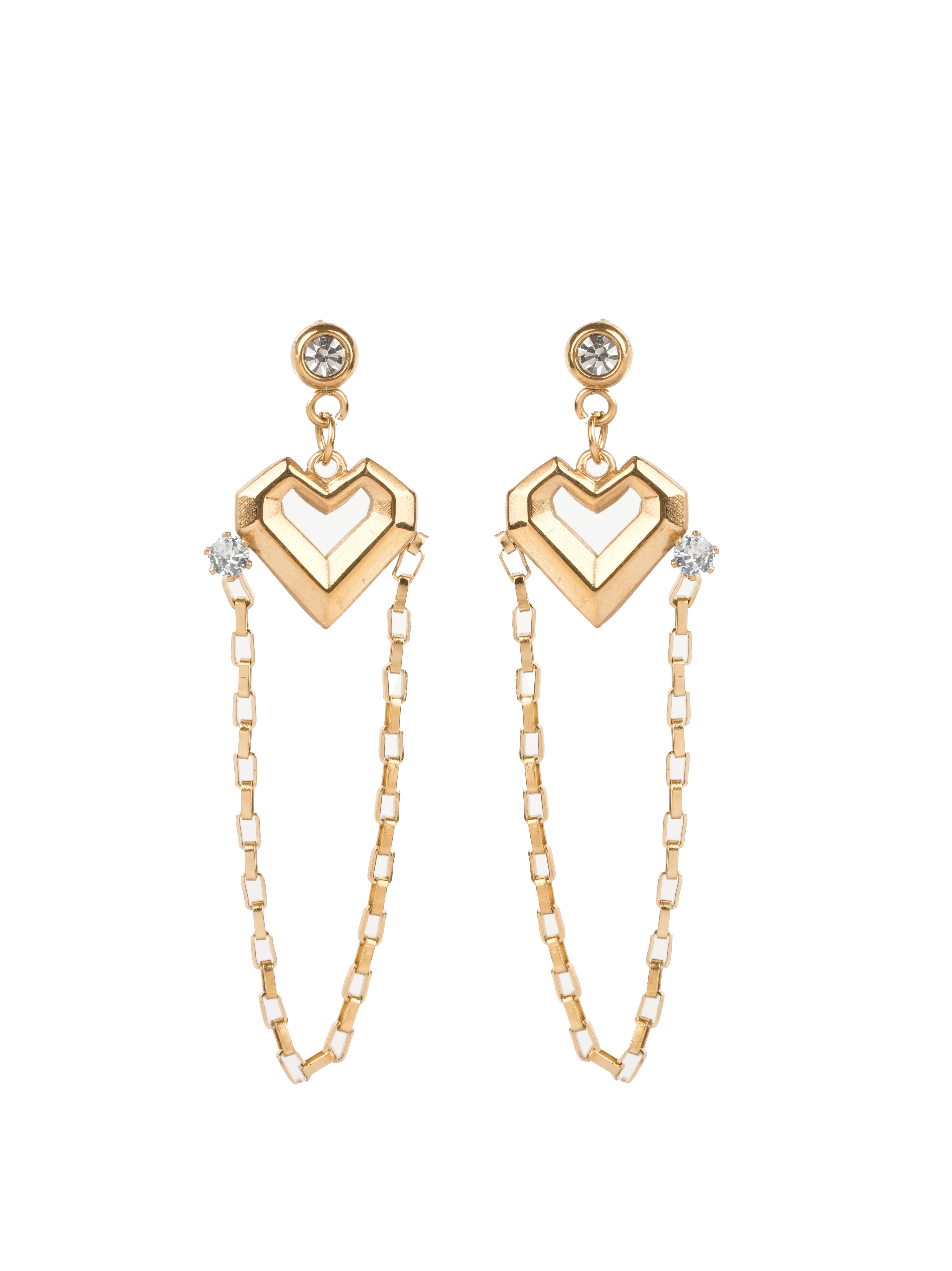 Linked Heart Cascade 18 Carat Gold Finished PVD Coated Anti-Tarnish Earrings