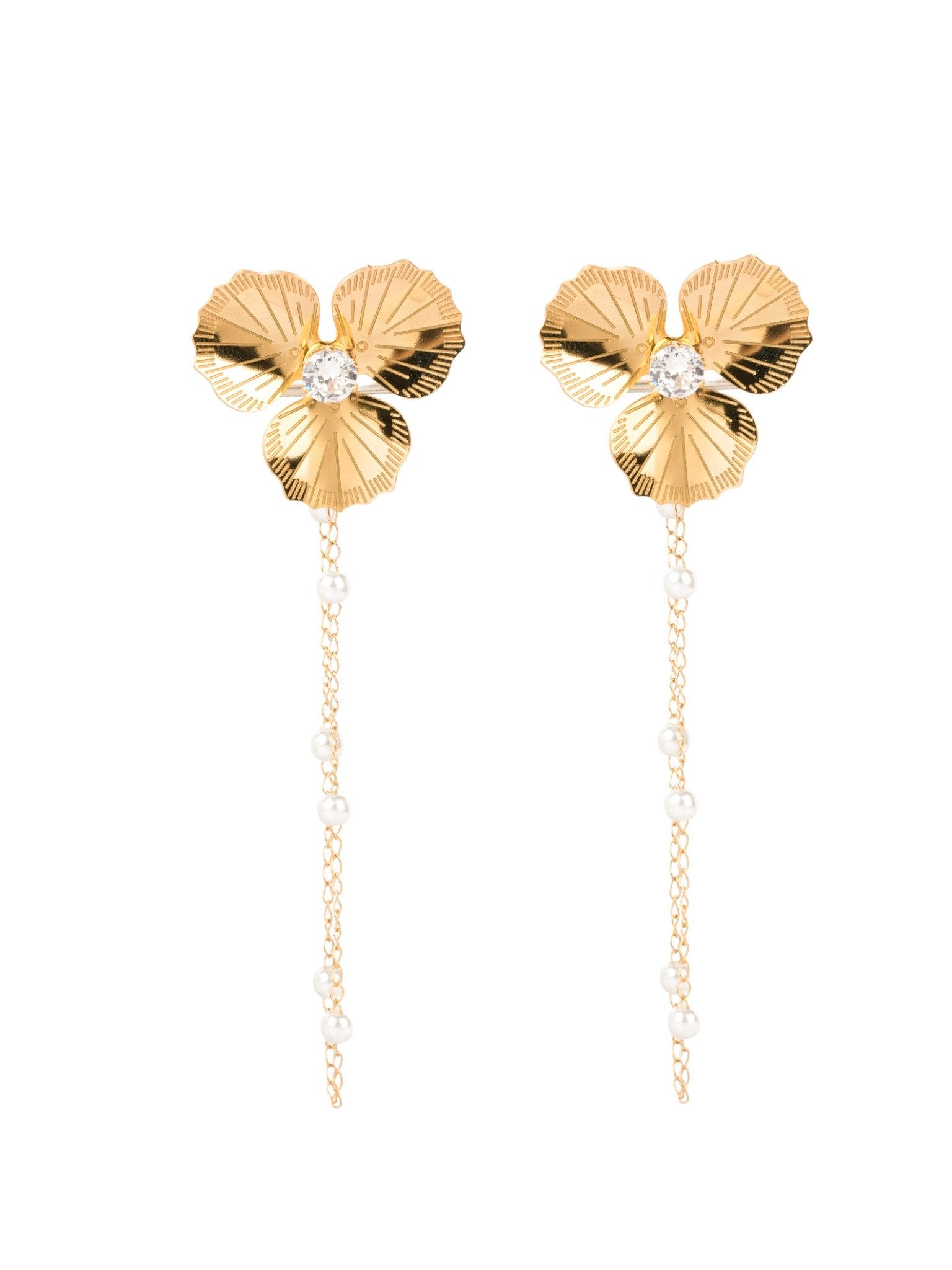 Pearl Bloom Drape 18 Carat Gold Finished PVD Coated Anti-Tarnish Earrings