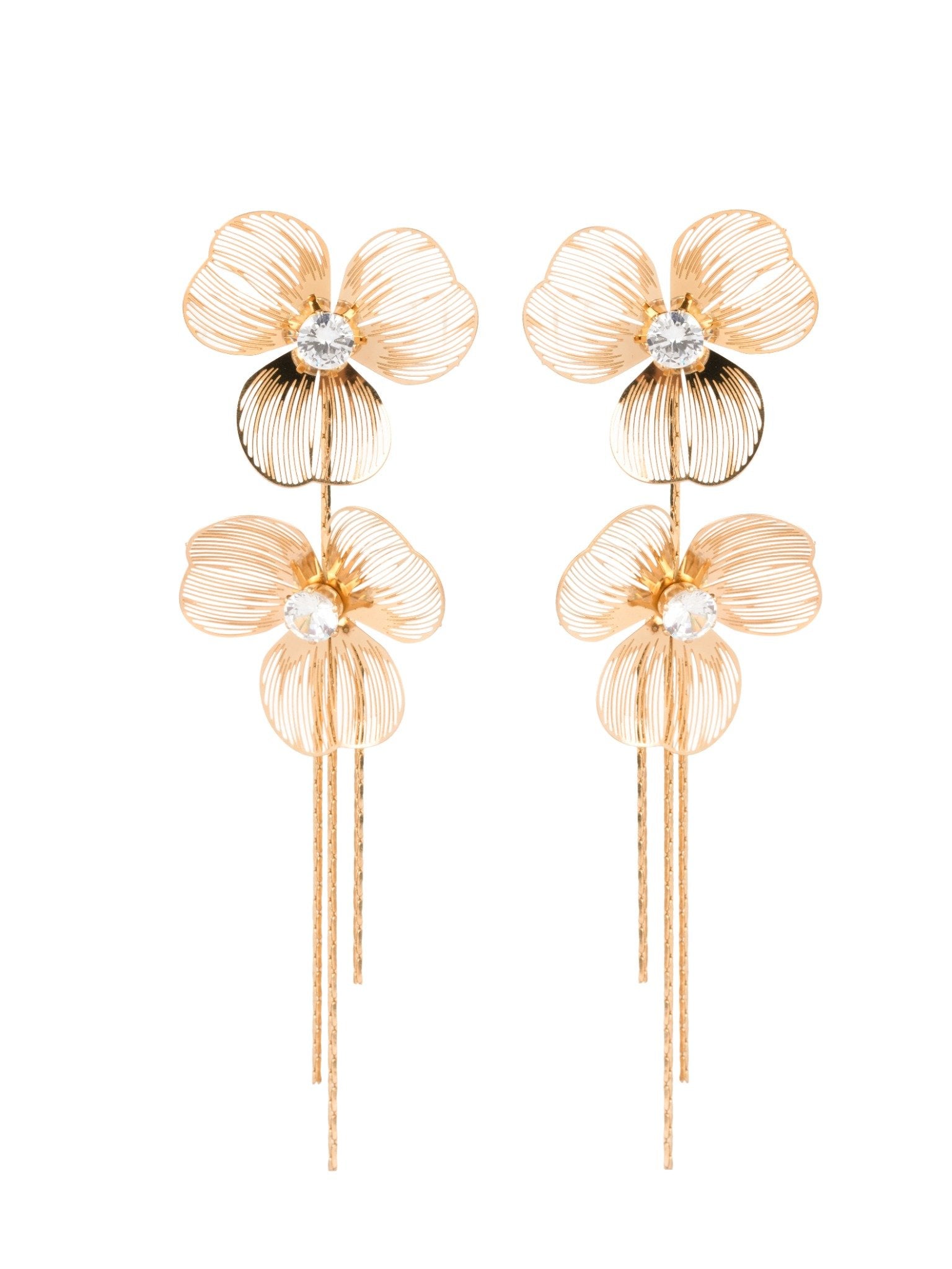 Duet Bloom Cascade 18 Carat Gold Finished PVD Coated Anti-Tarnish Earrings