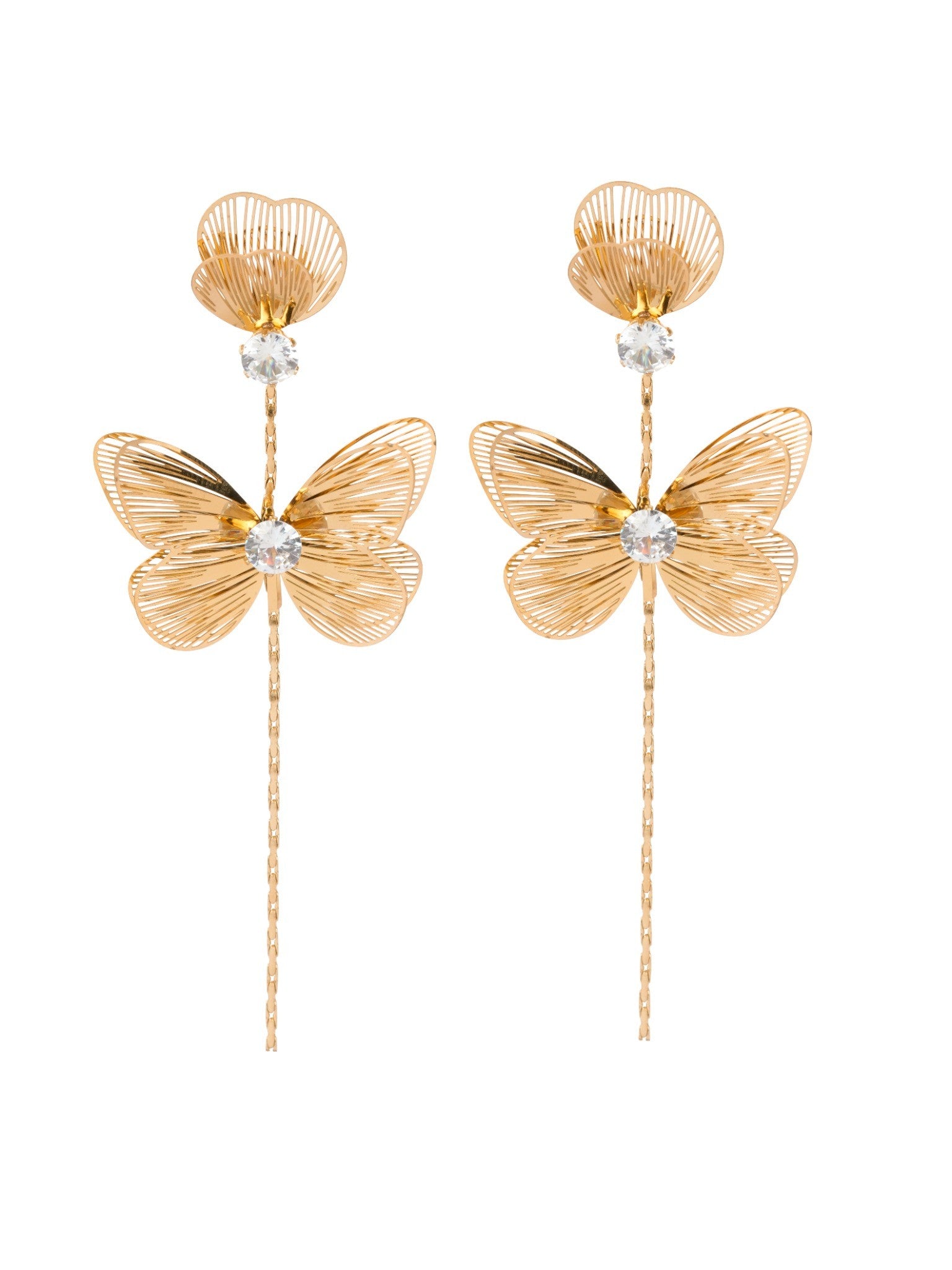 Auréole Butterfly Veil Drops 18 Carat Gold Finished PVD Coated Anti-Tarnish Earrings