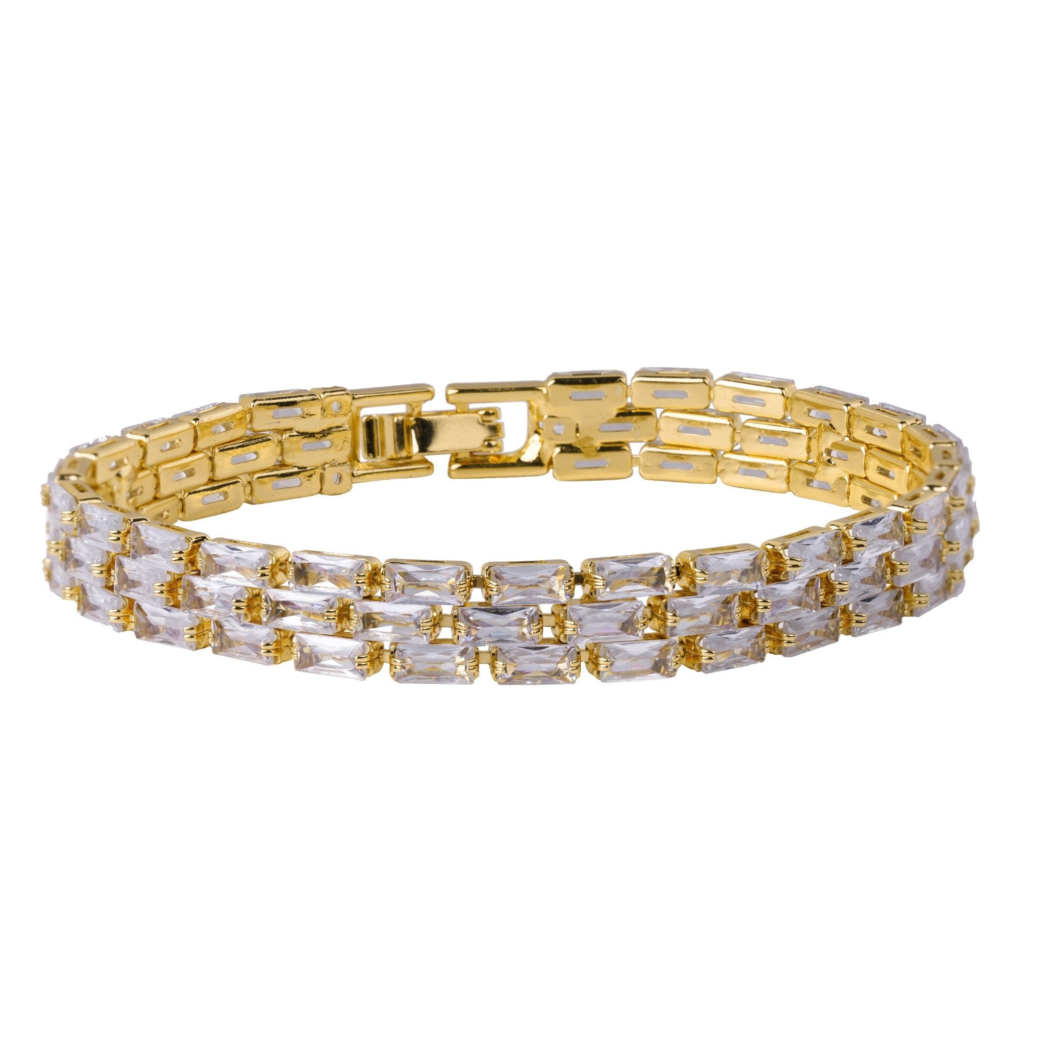 Glow Lock 18 Carat Gold Finished PVD Coated Anti-Tarnish Crystal Bracelet