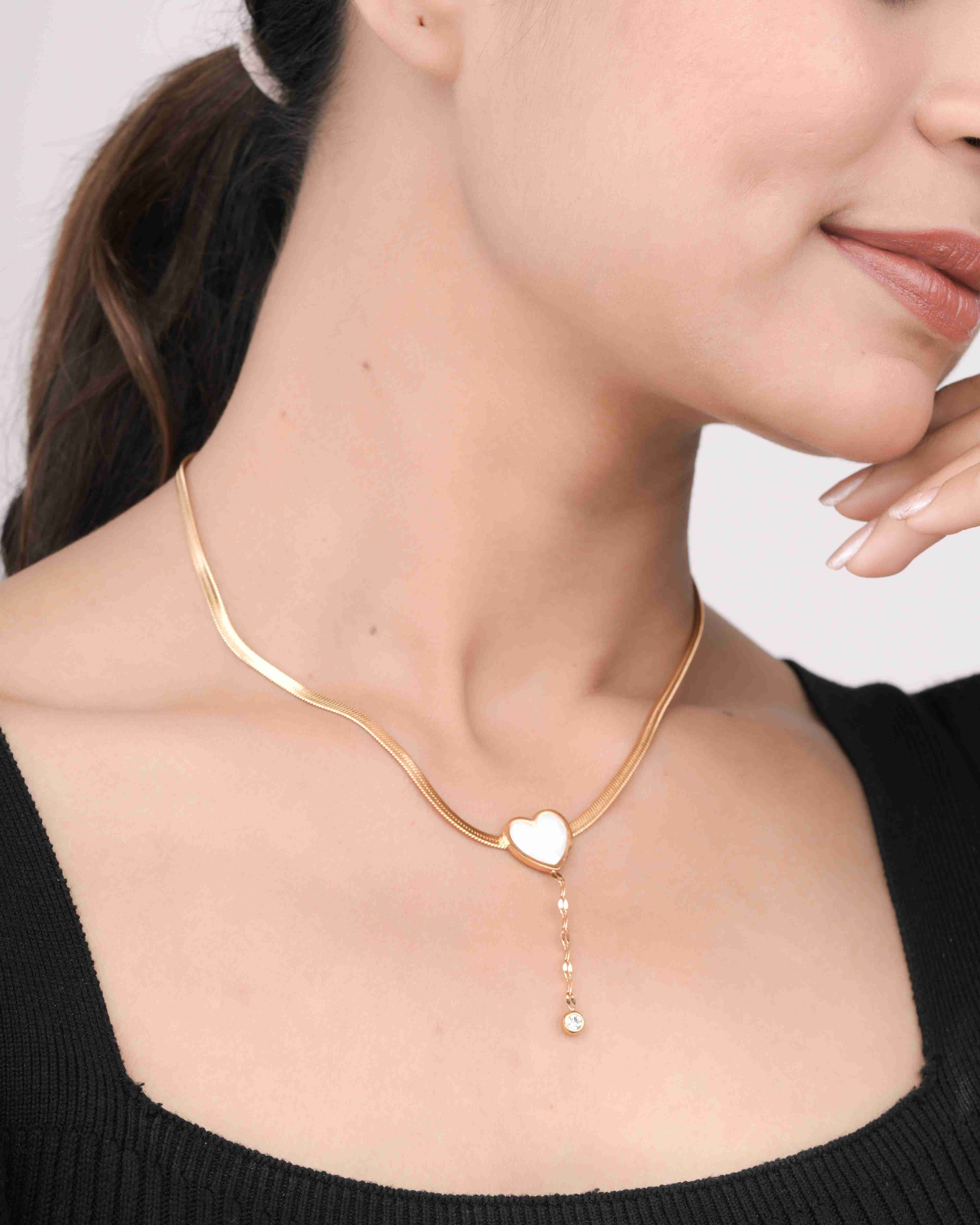 Heart Drop 18 Carat Gold Finished PVD Coated Anti-Tarnish Necklace