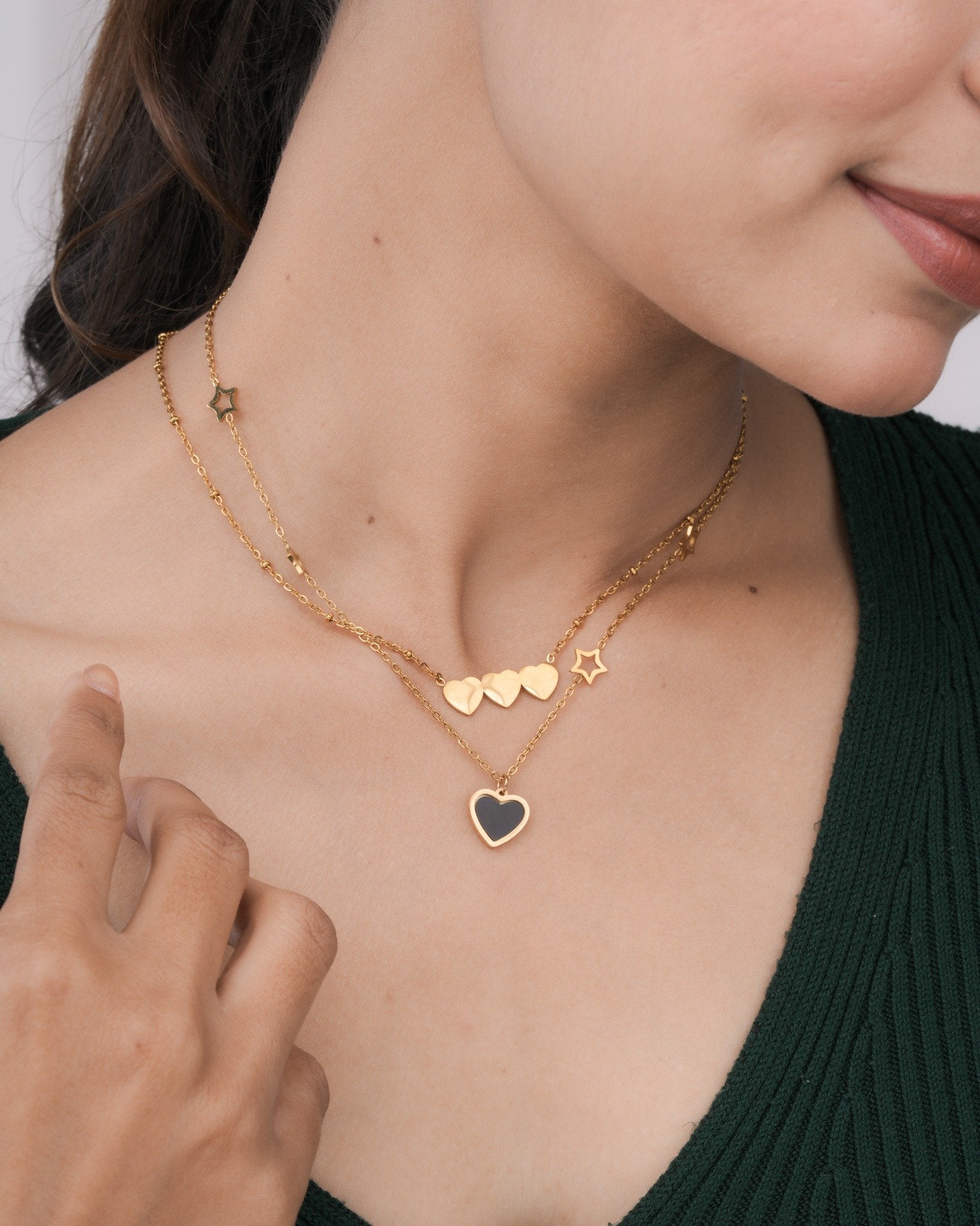 Aurielle Heartfall 18 Carat Gold Finished PVD Coated Anti-Tarnish Layered Necklace